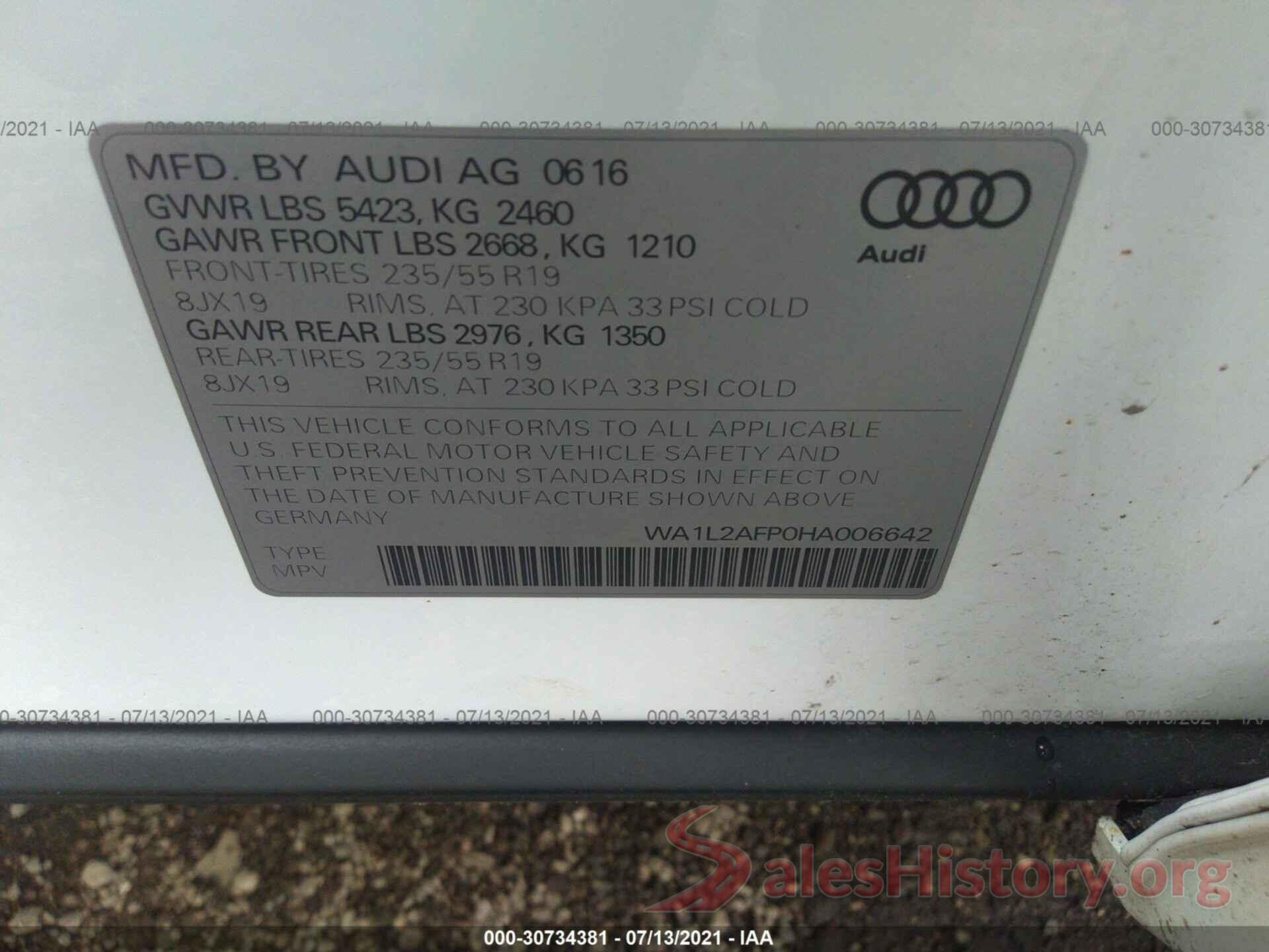 WA1L2AFP0HA006642 2017 AUDI Q5