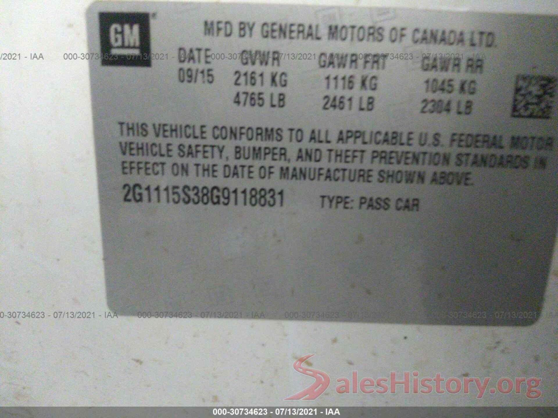 2G1115S38G9118831 2016 CHEVROLET IMPALA