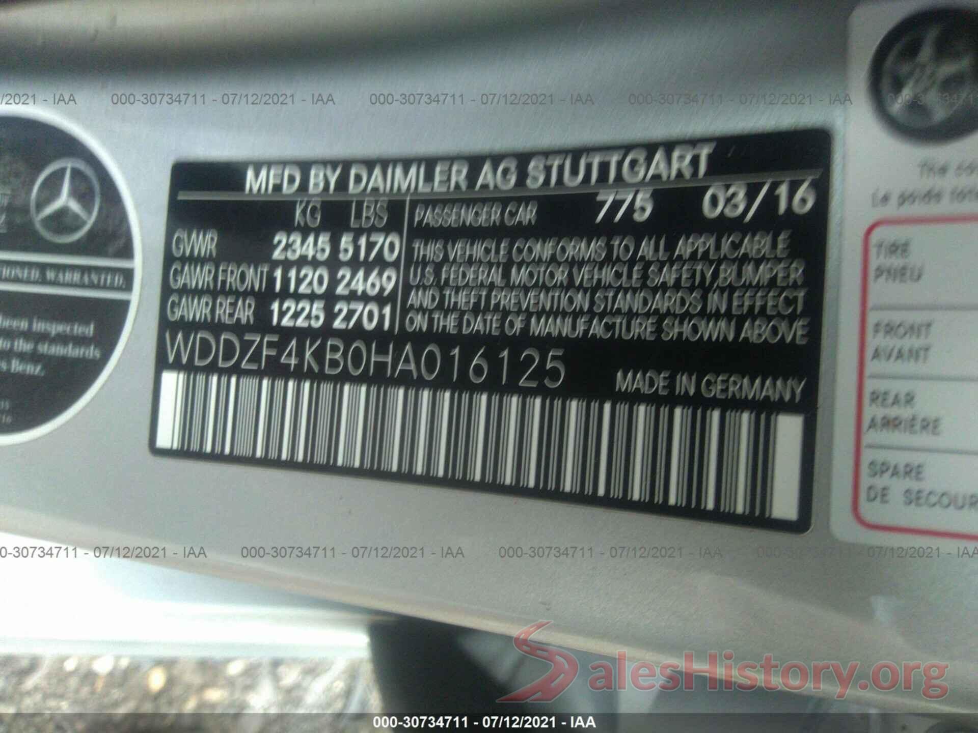 WDDZF4KB0HA016125 2017 MERCEDES-BENZ E-CLASS