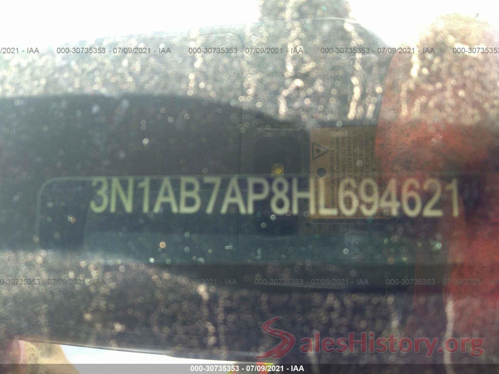 3N1AB7AP8HL694621 2017 NISSAN SENTRA