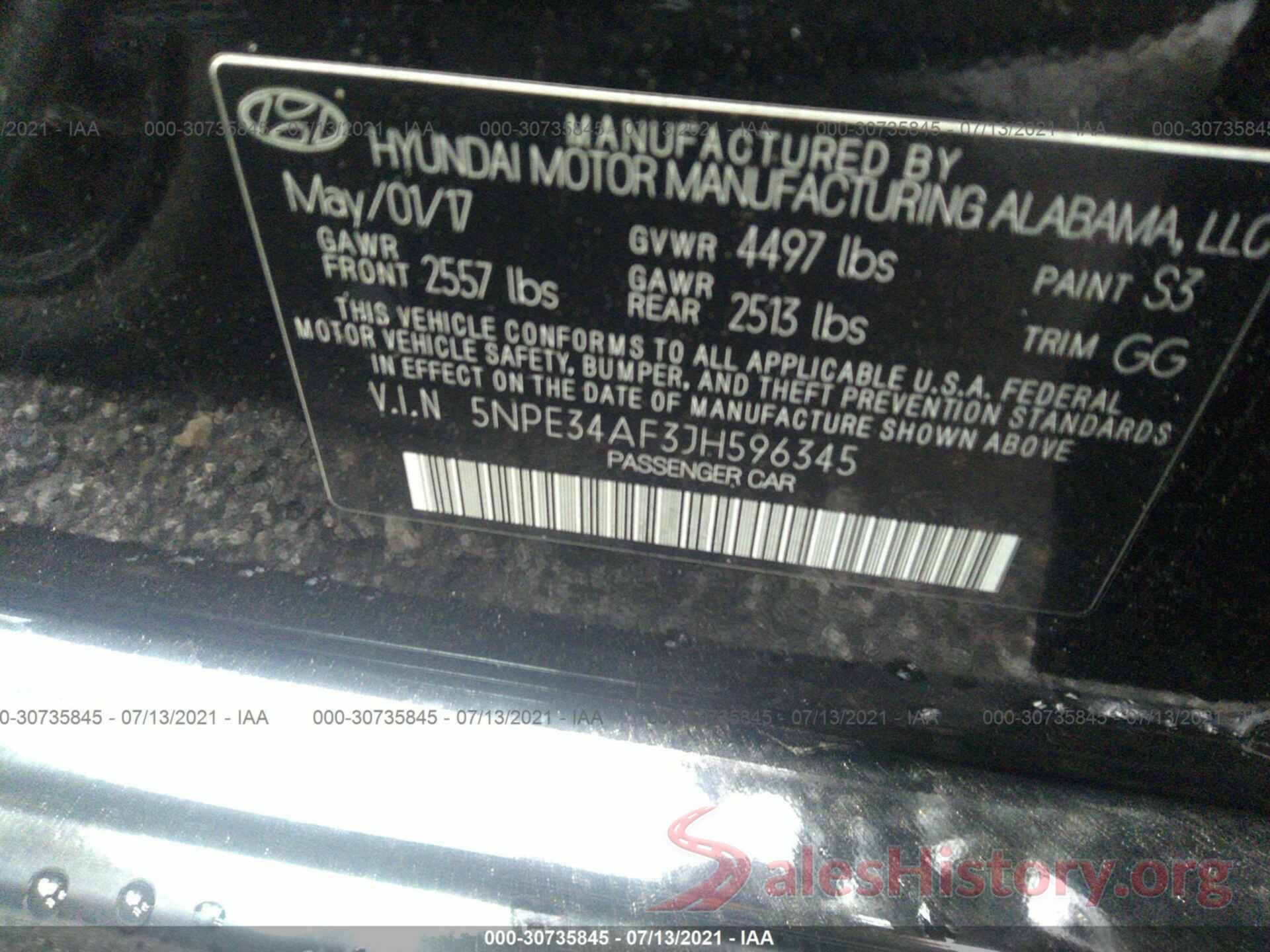 5NPE34AF3JH596345 2018 HYUNDAI SONATA