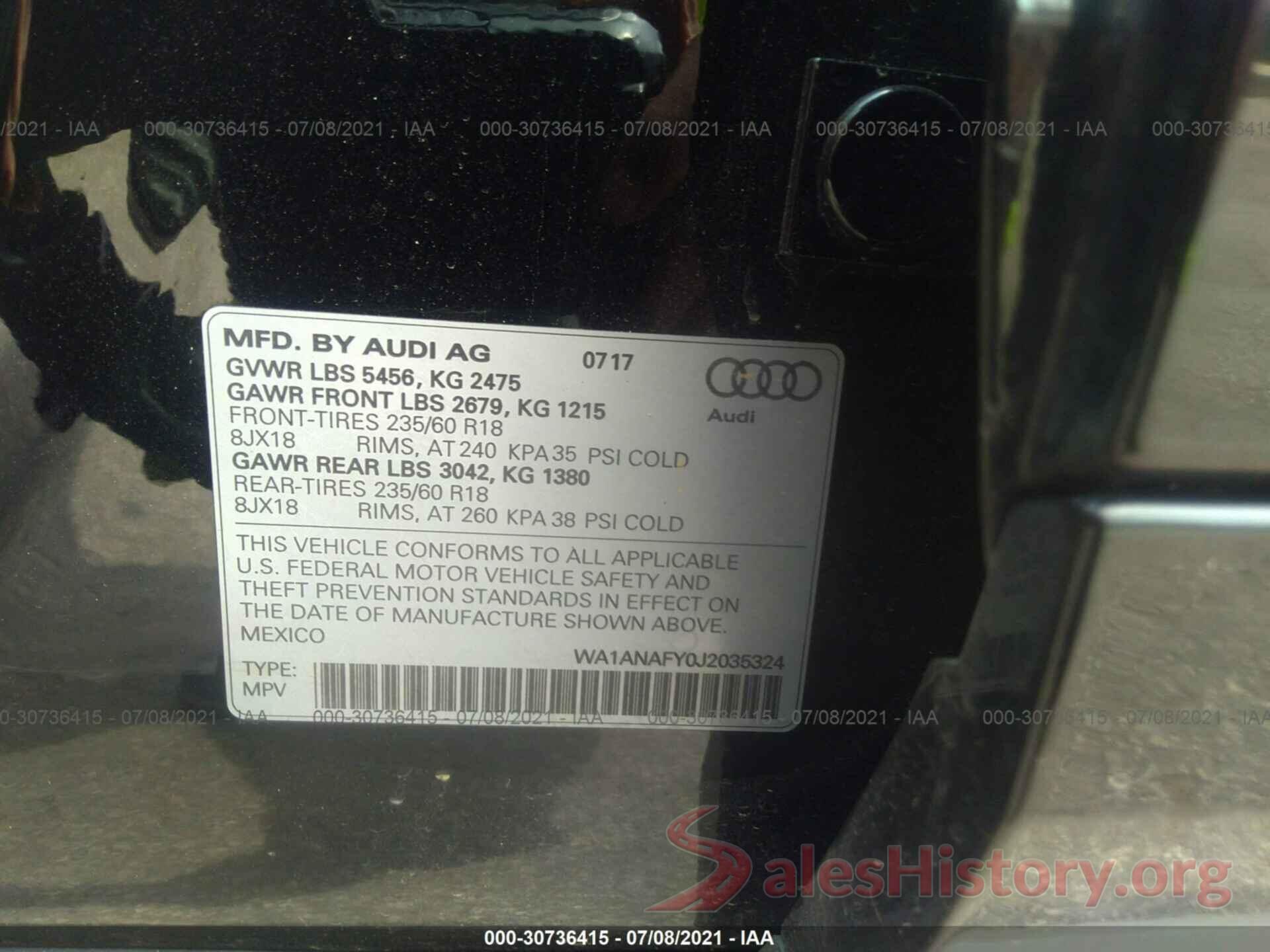 WA1ANAFY0J2035324 2018 AUDI Q5