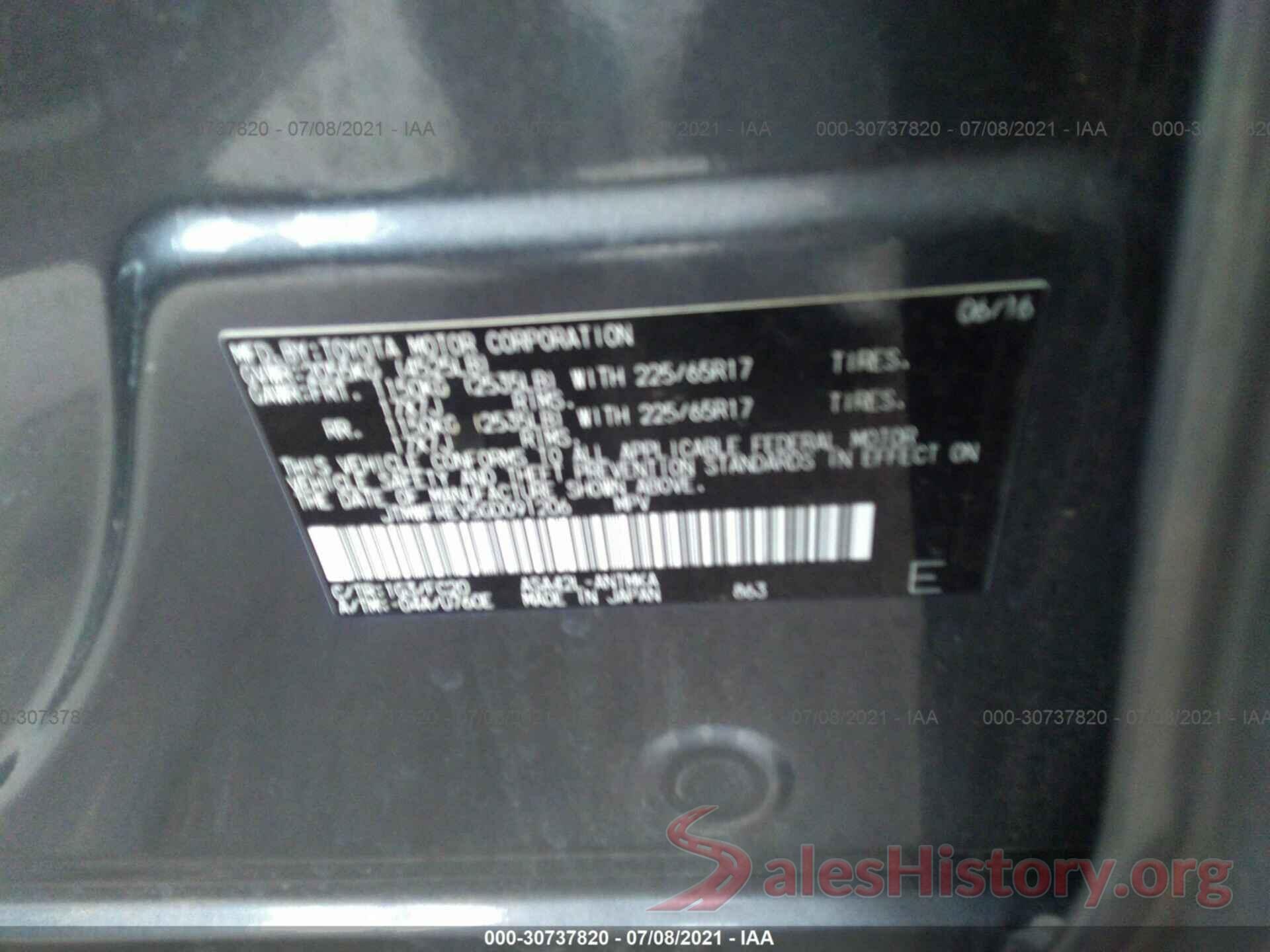 JTMWFREV5GD091206 2016 TOYOTA RAV4