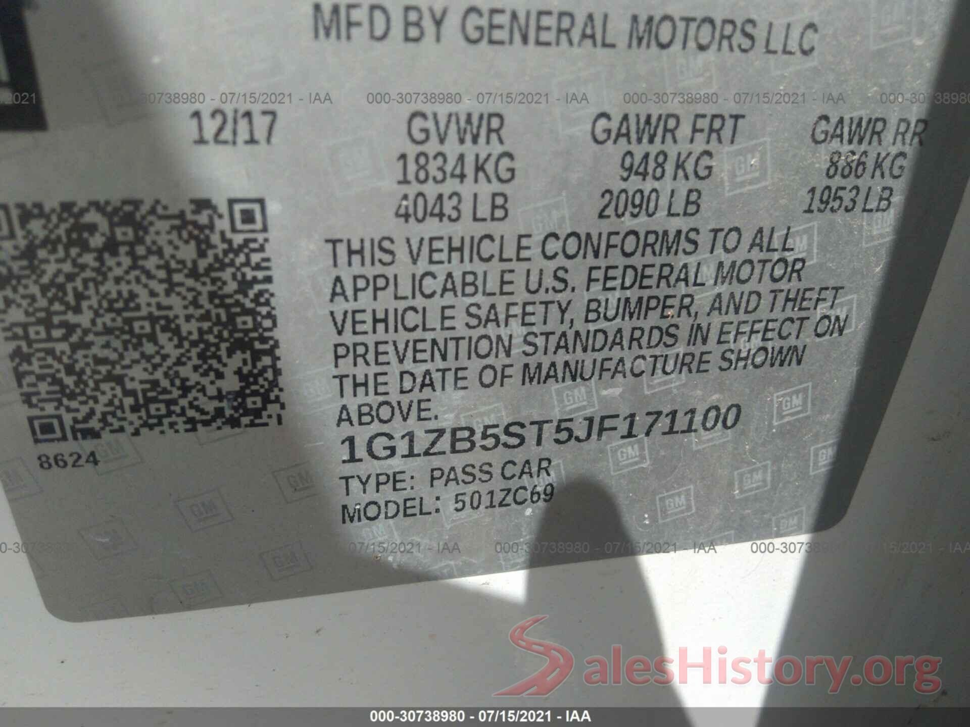 1G1ZB5ST5JF171100 2018 CHEVROLET MALIBU