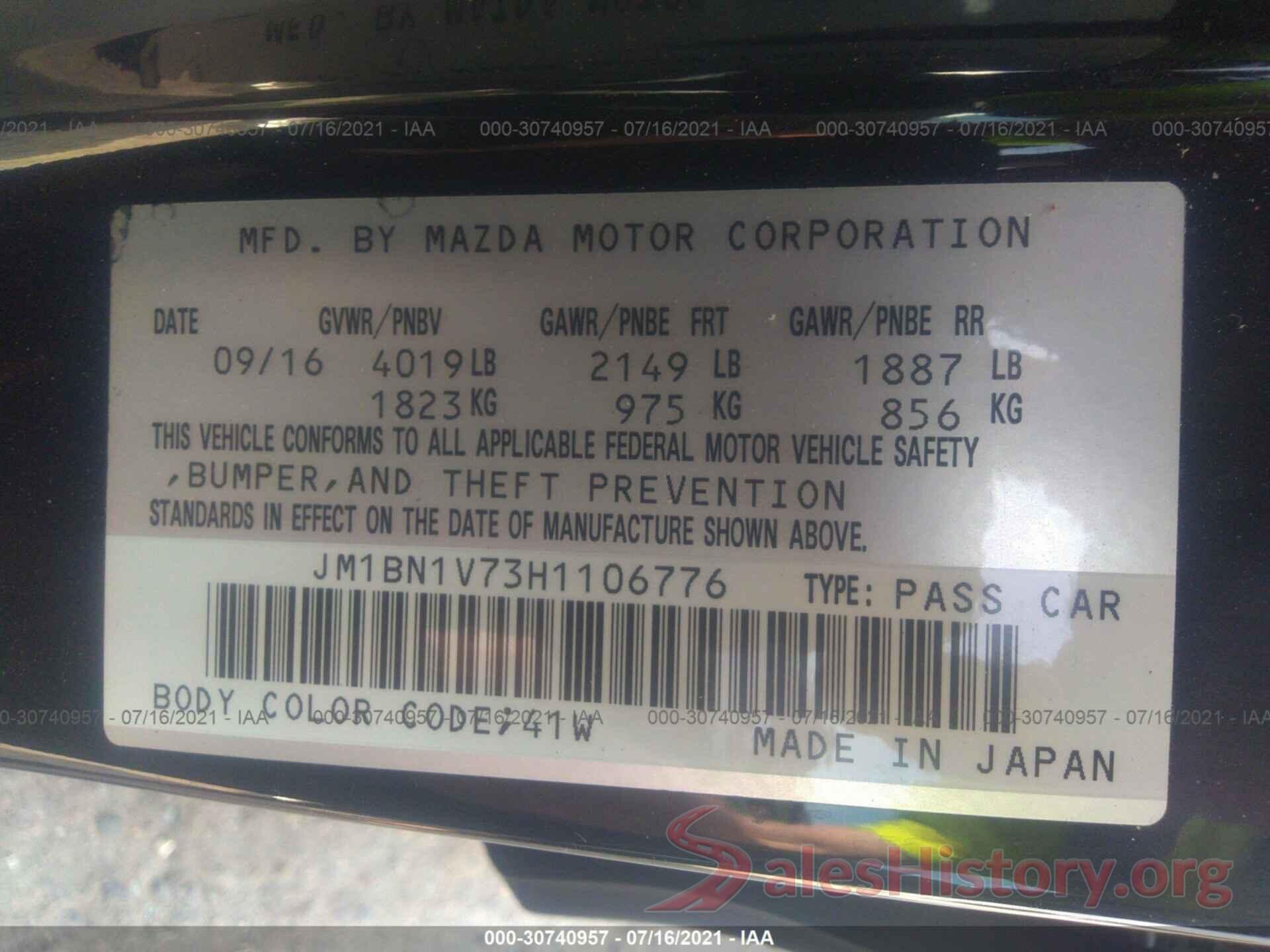 JM1BN1V73H1106776 2017 MAZDA MAZDA3 4-DOOR