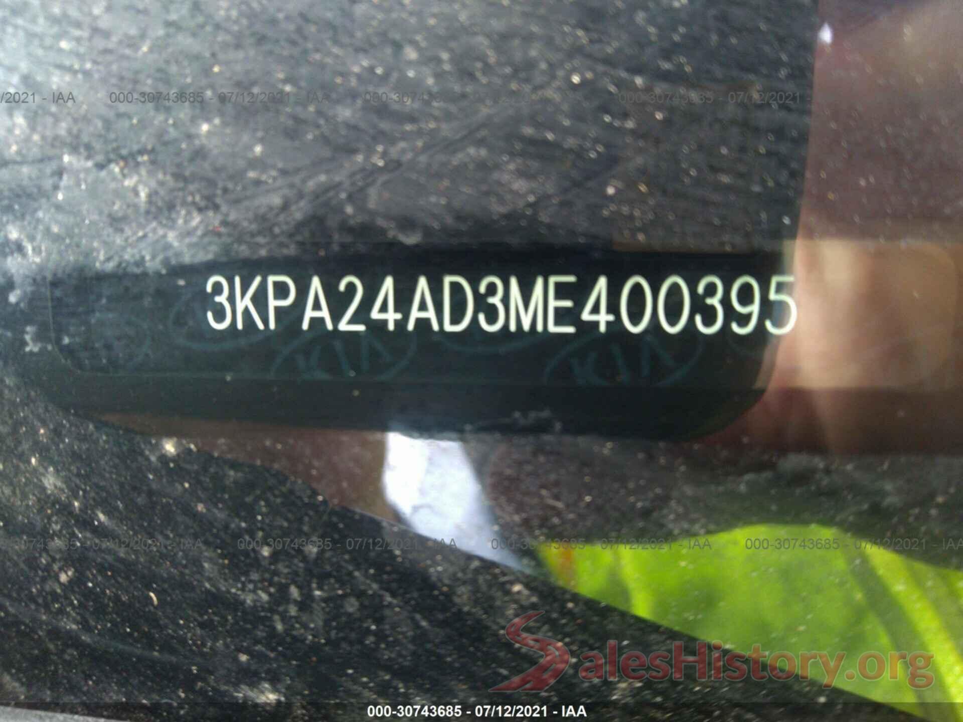 3KPA24AD3ME400395 2021 KIA RIO