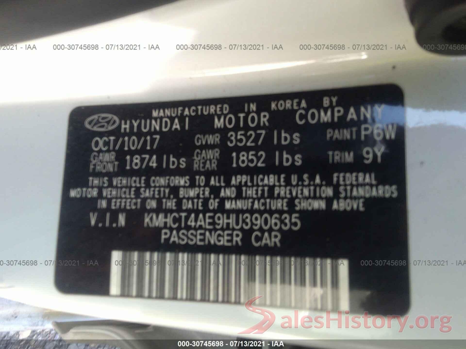 KMHCT4AE9HU390635 2017 HYUNDAI ACCENT