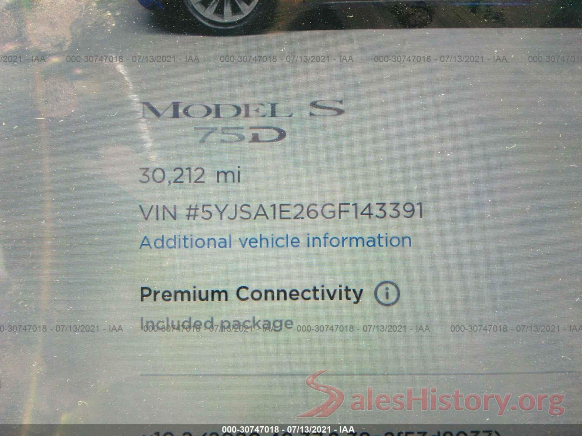 5YJSA1E26GF143391 2016 TESLA MODEL S