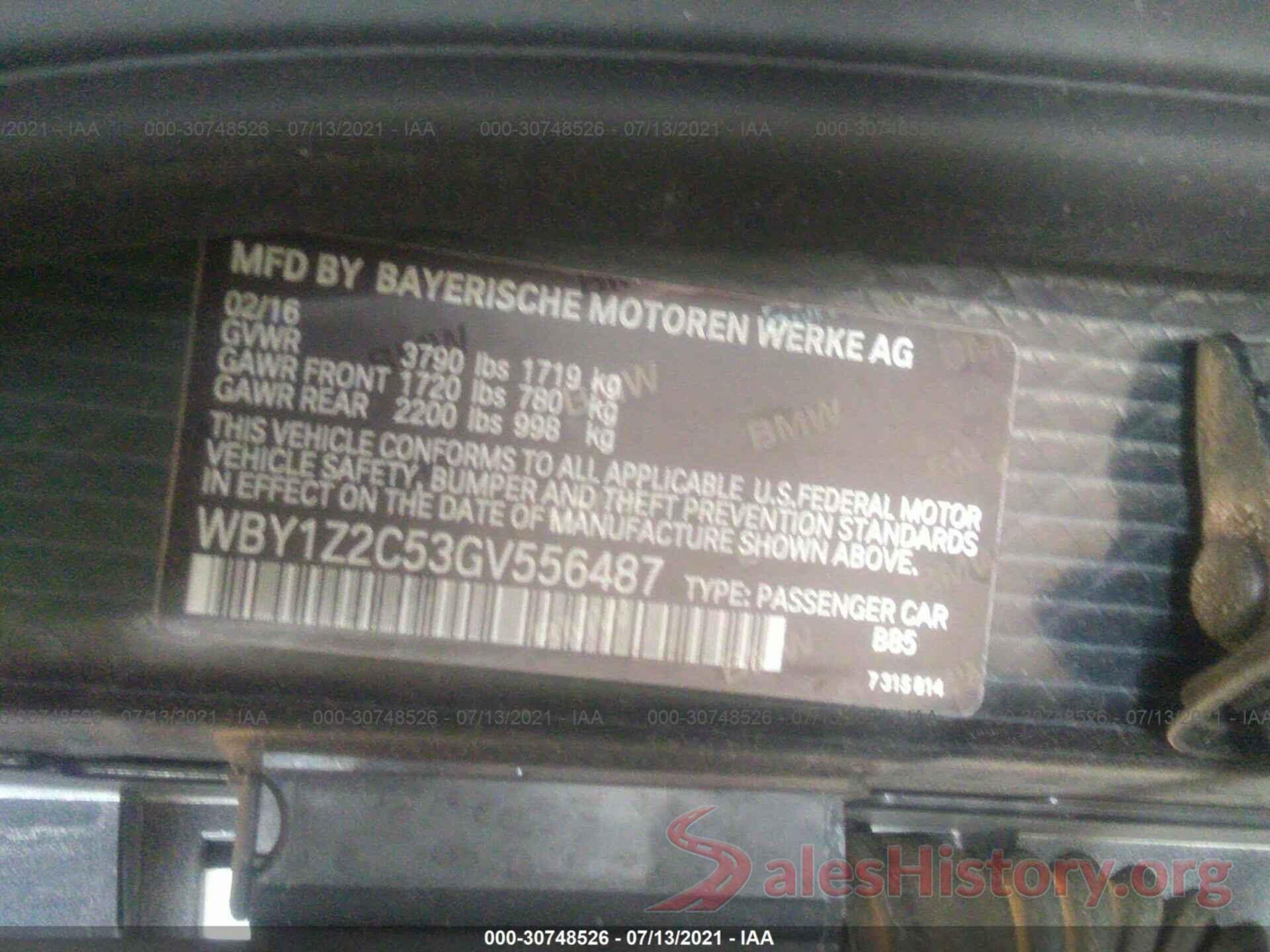 WBY1Z2C53GV556487 2016 BMW I3