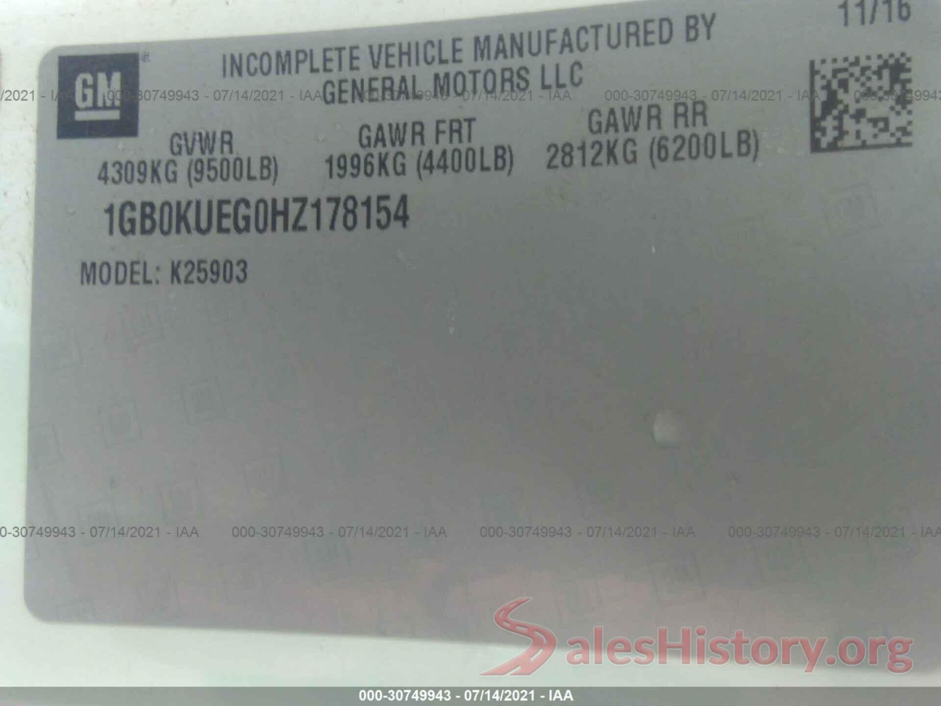 1GB0KUEG0HZ178154 2017 CHEVROLET SILVERADO 2500HD