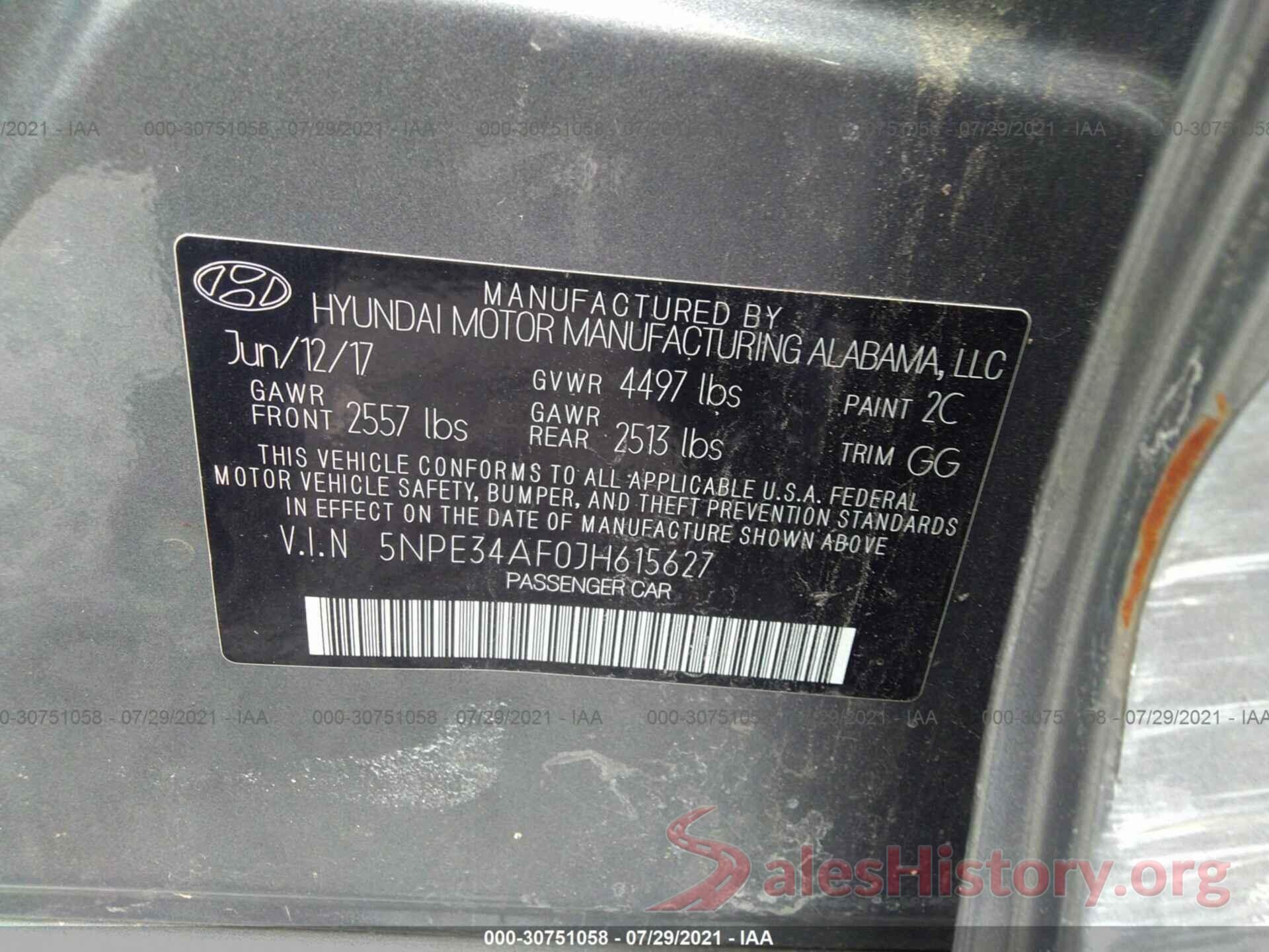 5NPE34AF0JH615627 2018 HYUNDAI SONATA