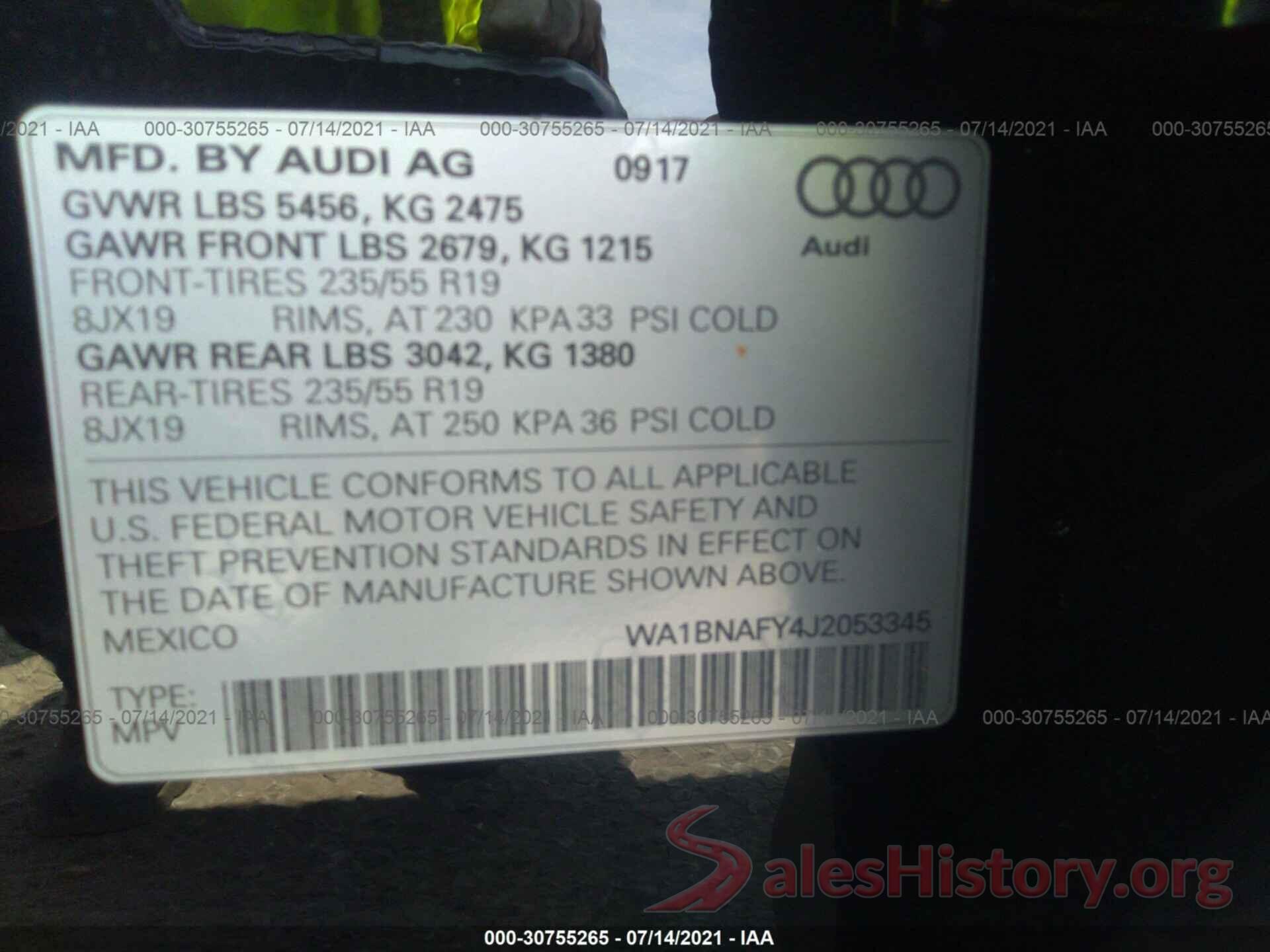 WA1BNAFY4J2053345 2018 AUDI Q5