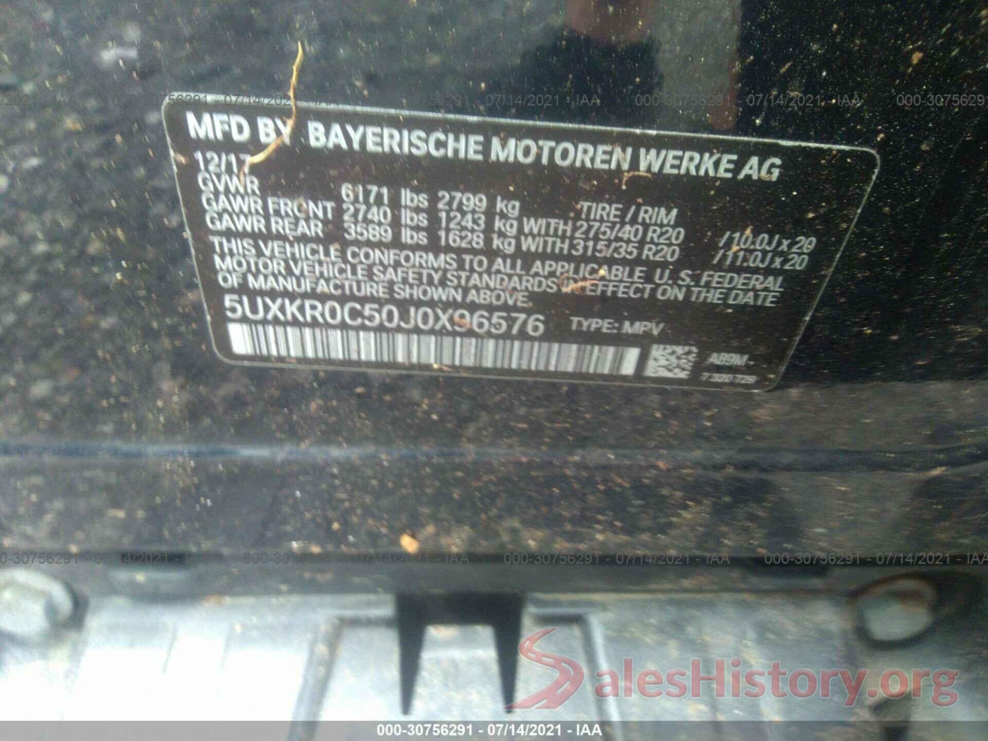 5UXKR0C50J0X96576 2018 BMW X5