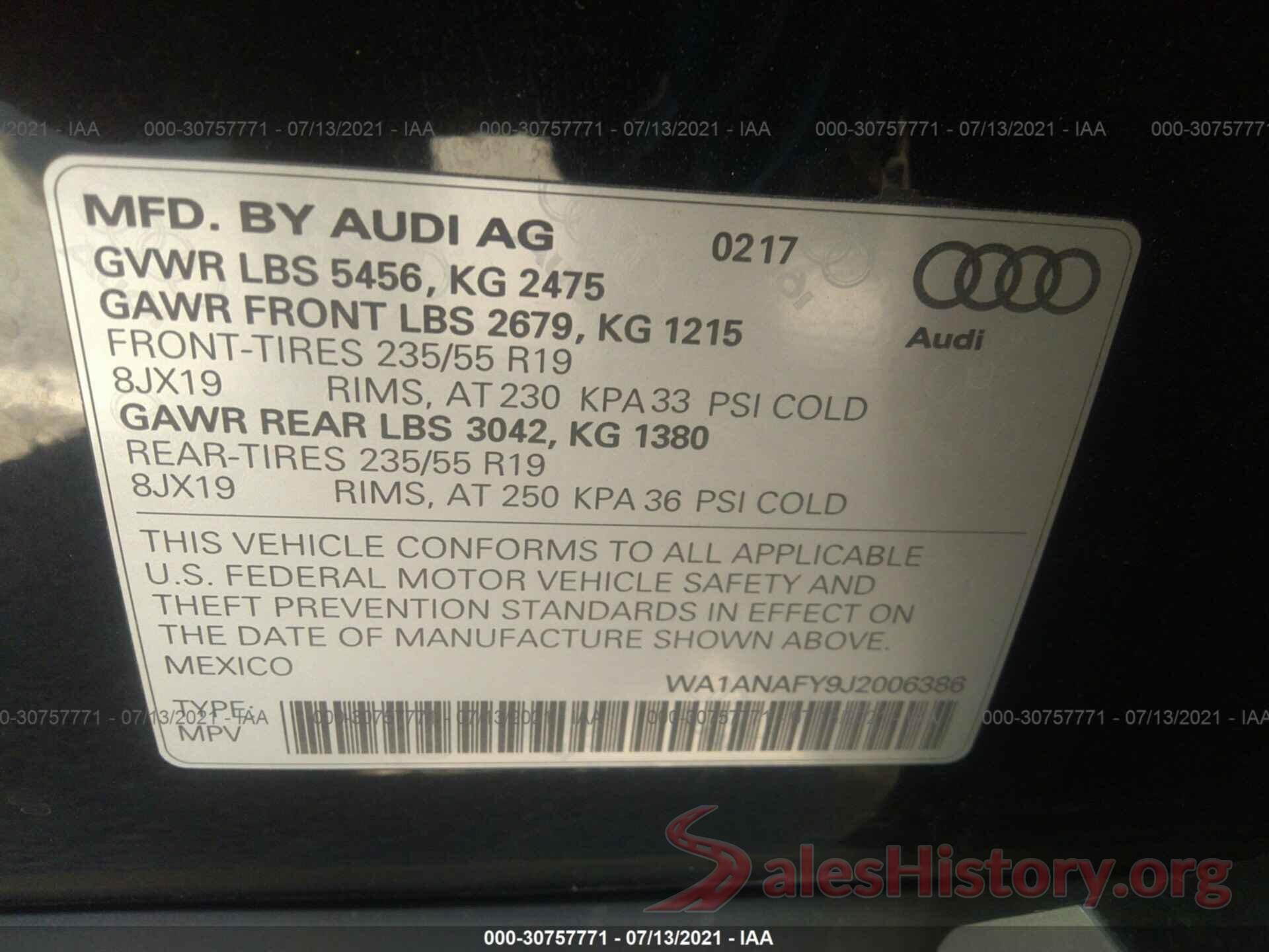 WA1ANAFY9J2006386 2018 AUDI Q5