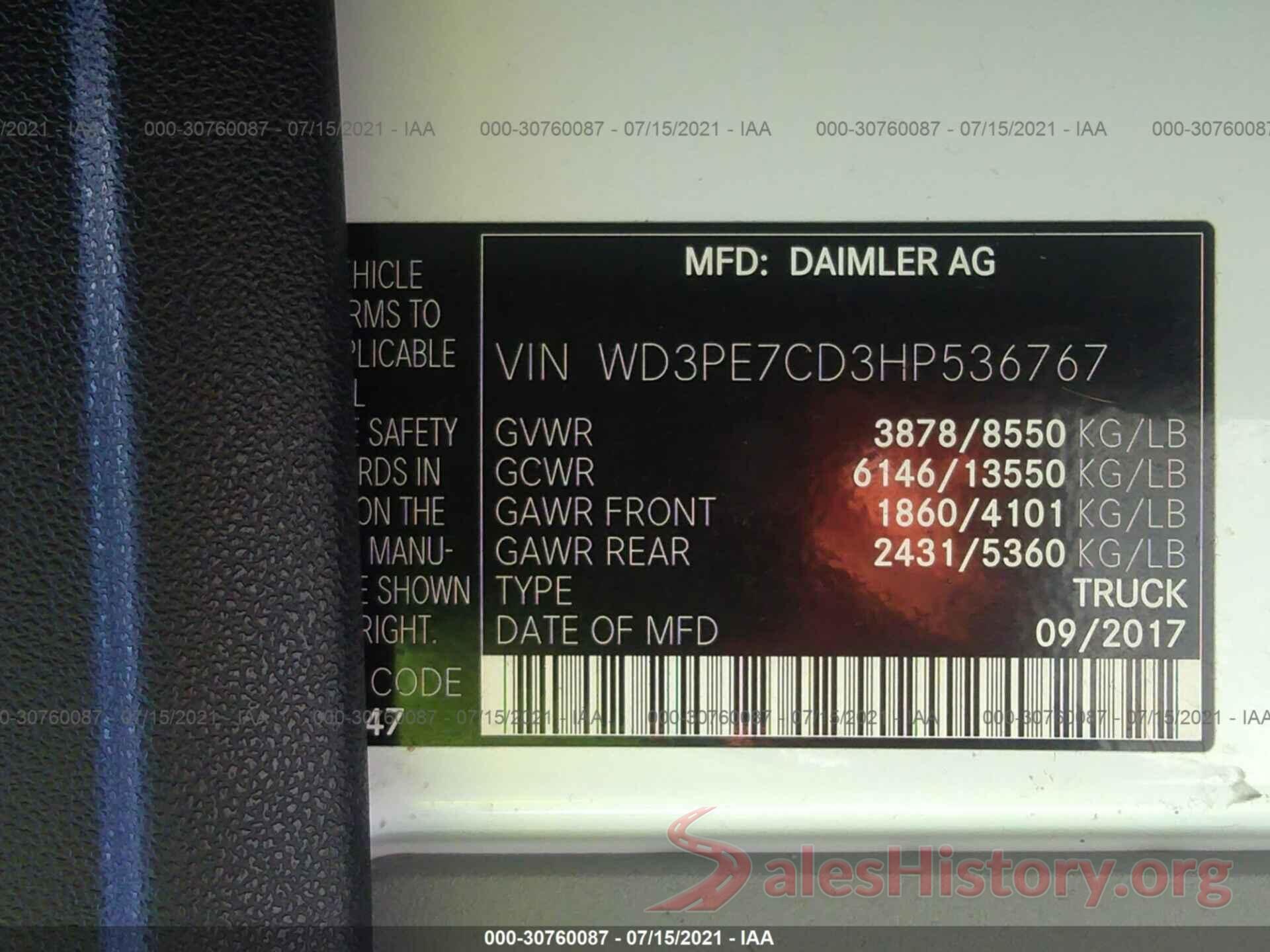 WD3PE7CD3HP536767 2017 MERCEDES-BENZ SPRINTER CARGO VAN