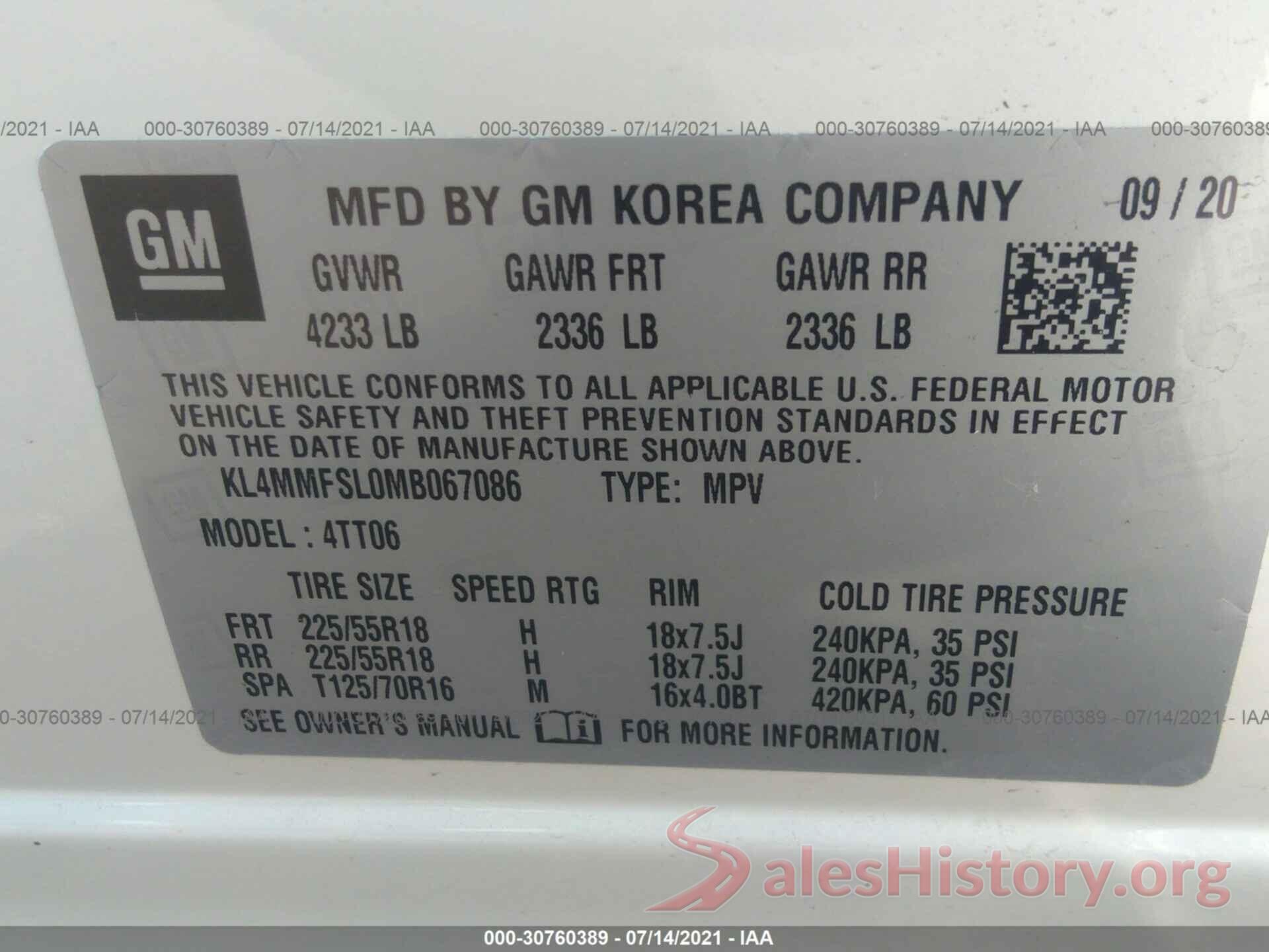 KL4MMFSL0MB067086 2021 BUICK ENCORE GX