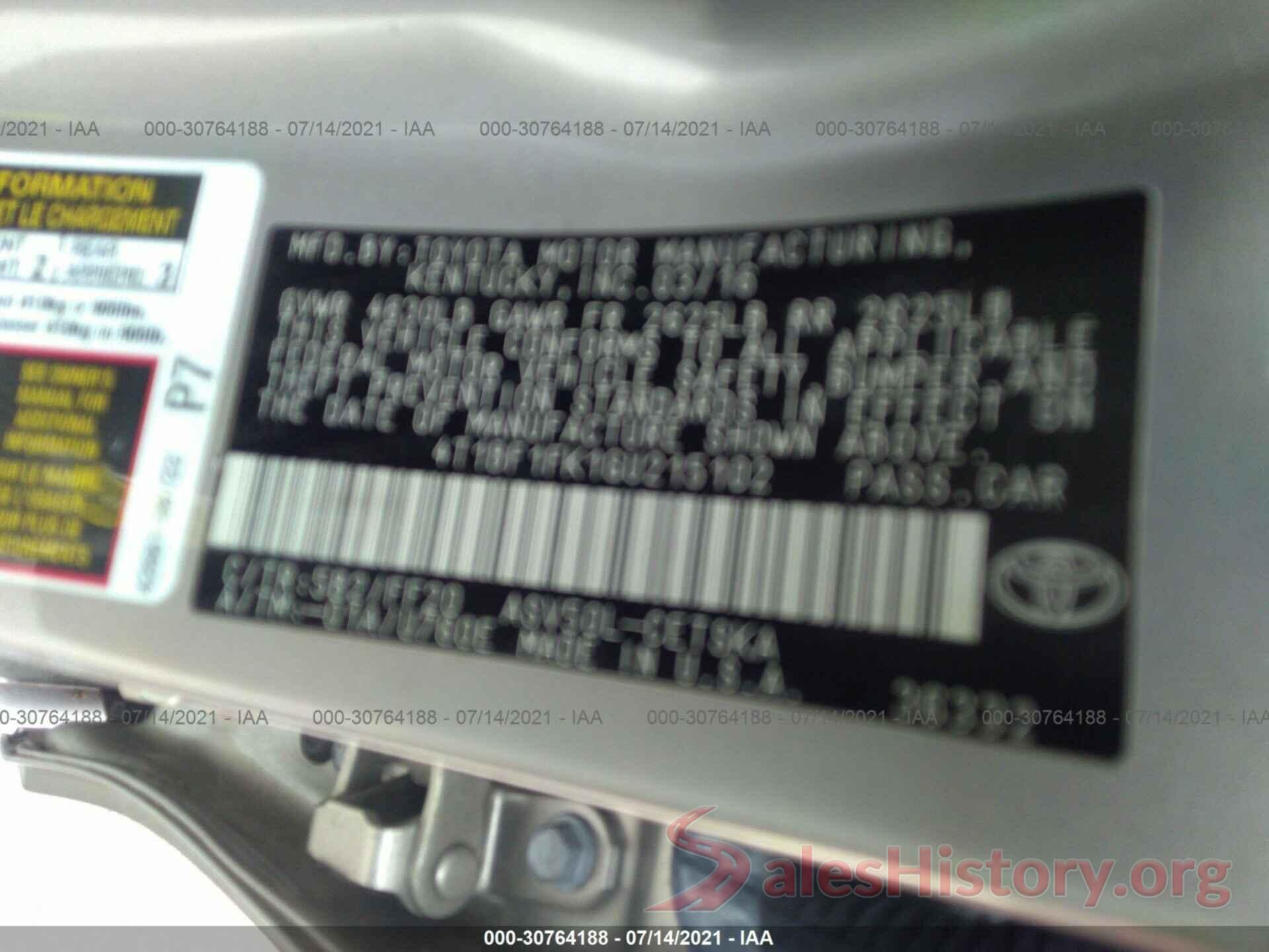 4T1BF1FK1GU215102 2016 TOYOTA CAMRY