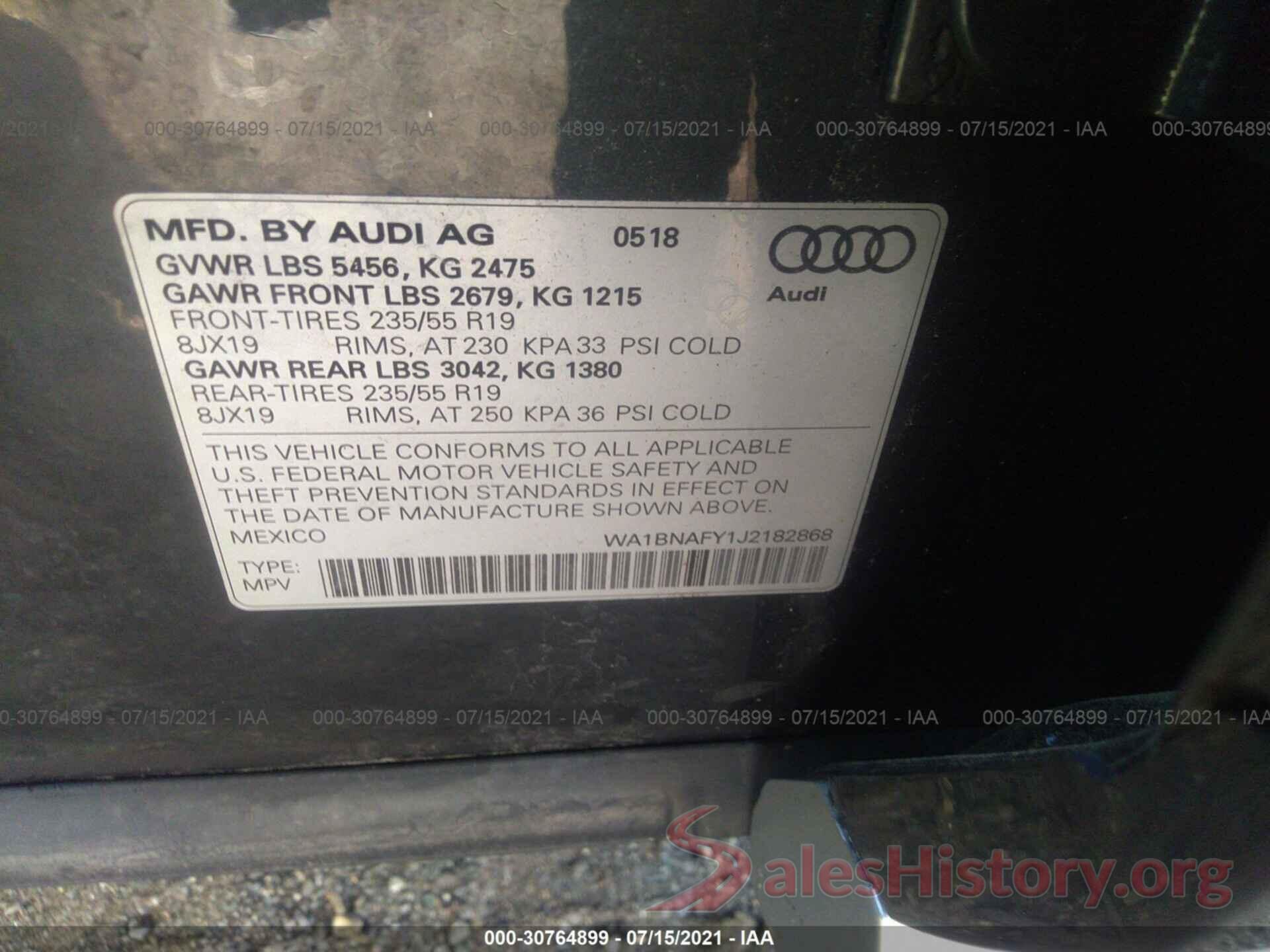 WA1BNAFY1J2182868 2018 AUDI Q5