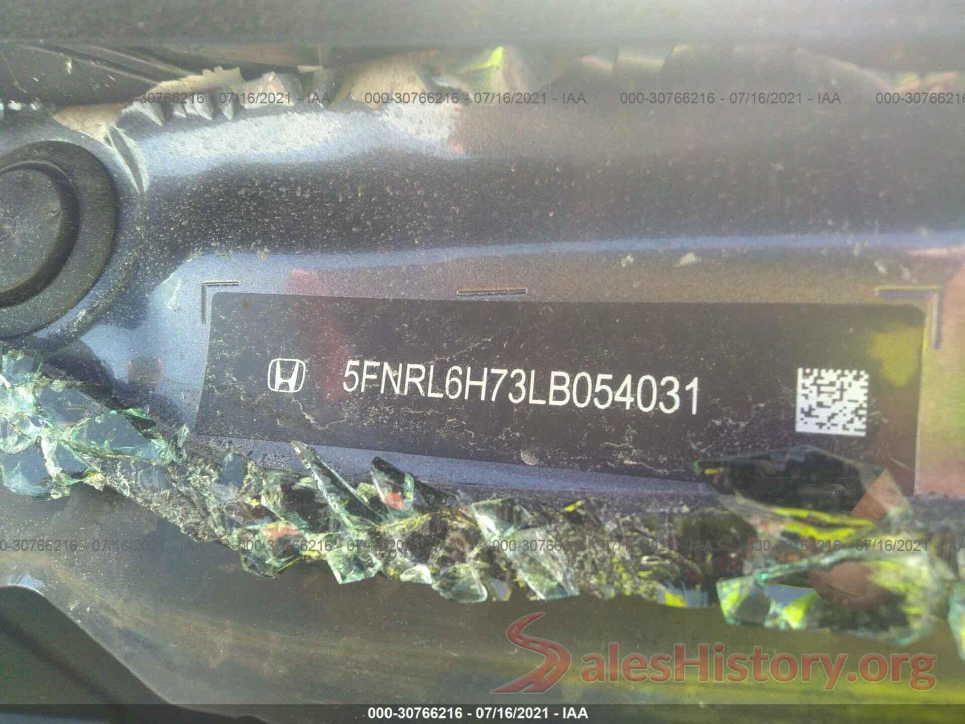 5FNRL6H73LB054031 2020 HONDA ODYSSEY