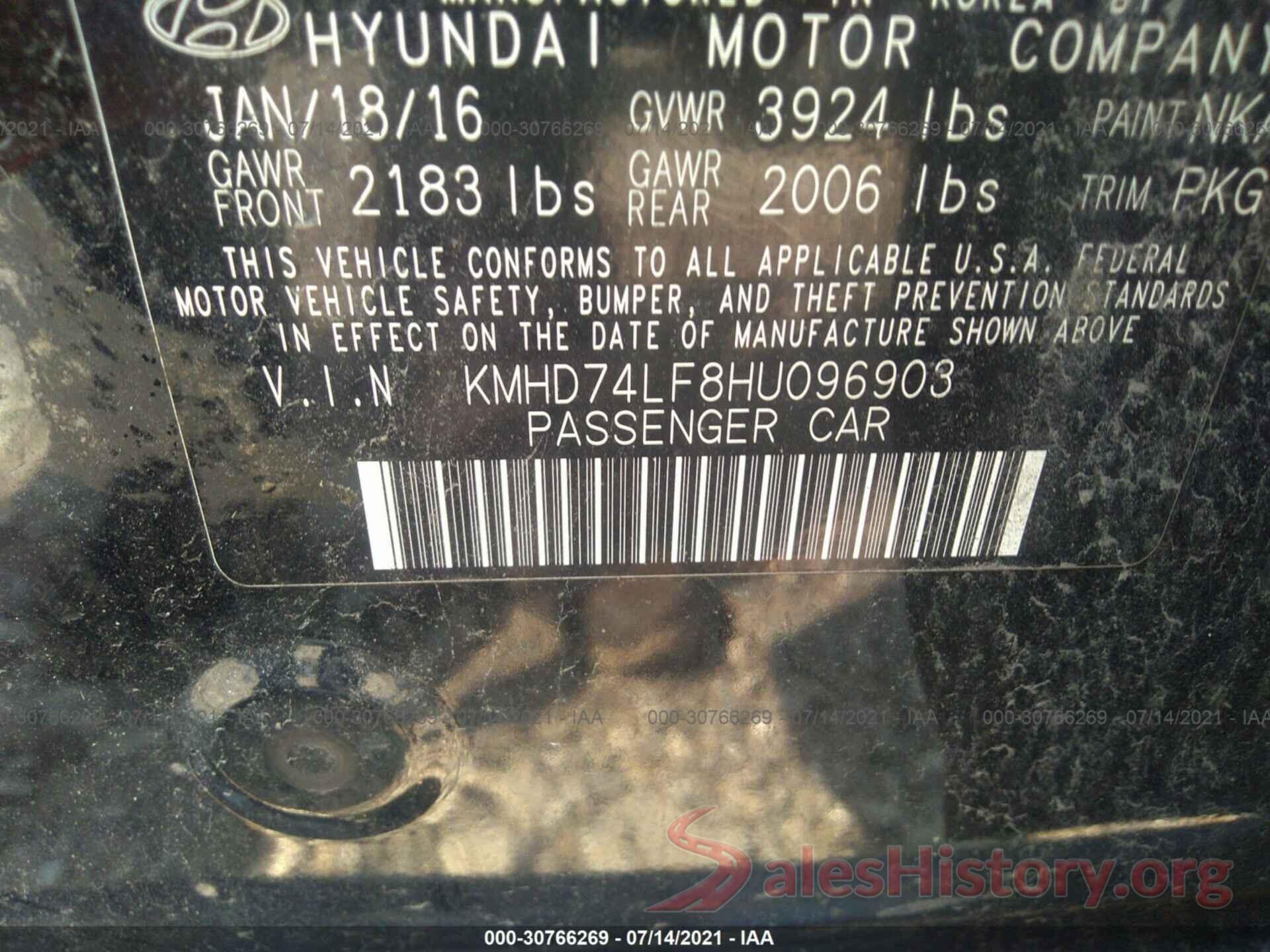 KMHD74LF8HU096903 2017 HYUNDAI ELANTRA