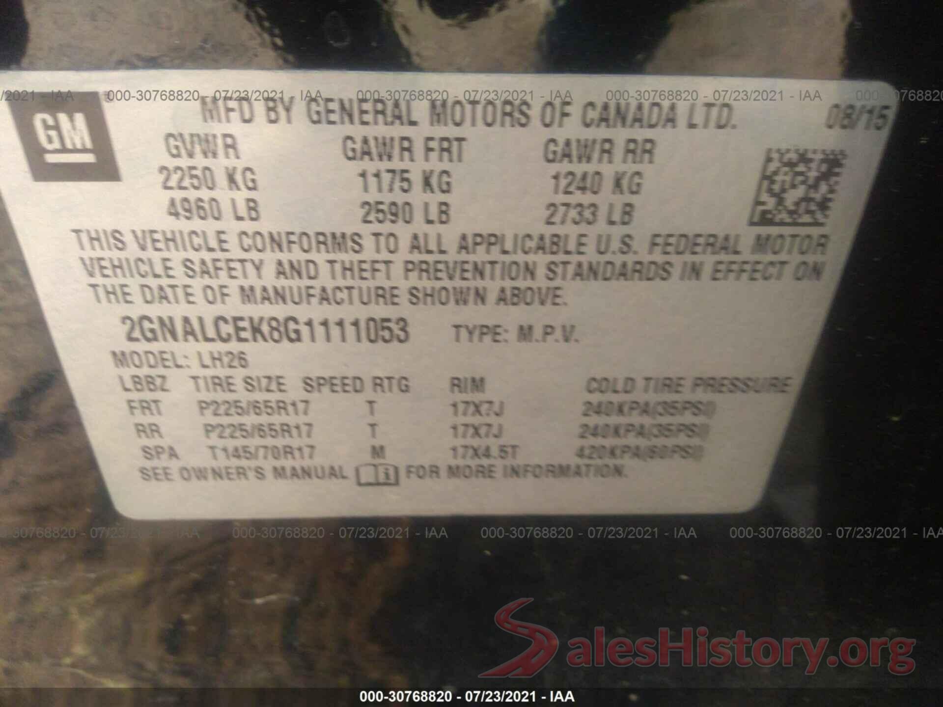 2GNALCEK8G1111053 2016 CHEVROLET EQUINOX