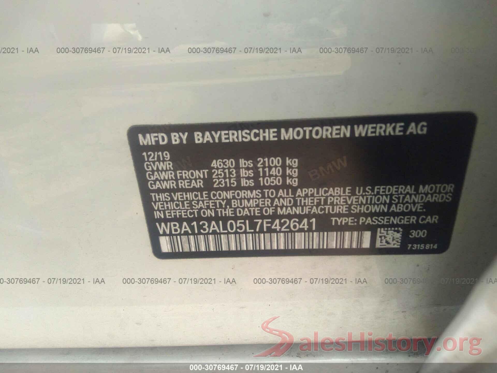 WBA13AL05L7F42641 2020 BMW 2 SERIES