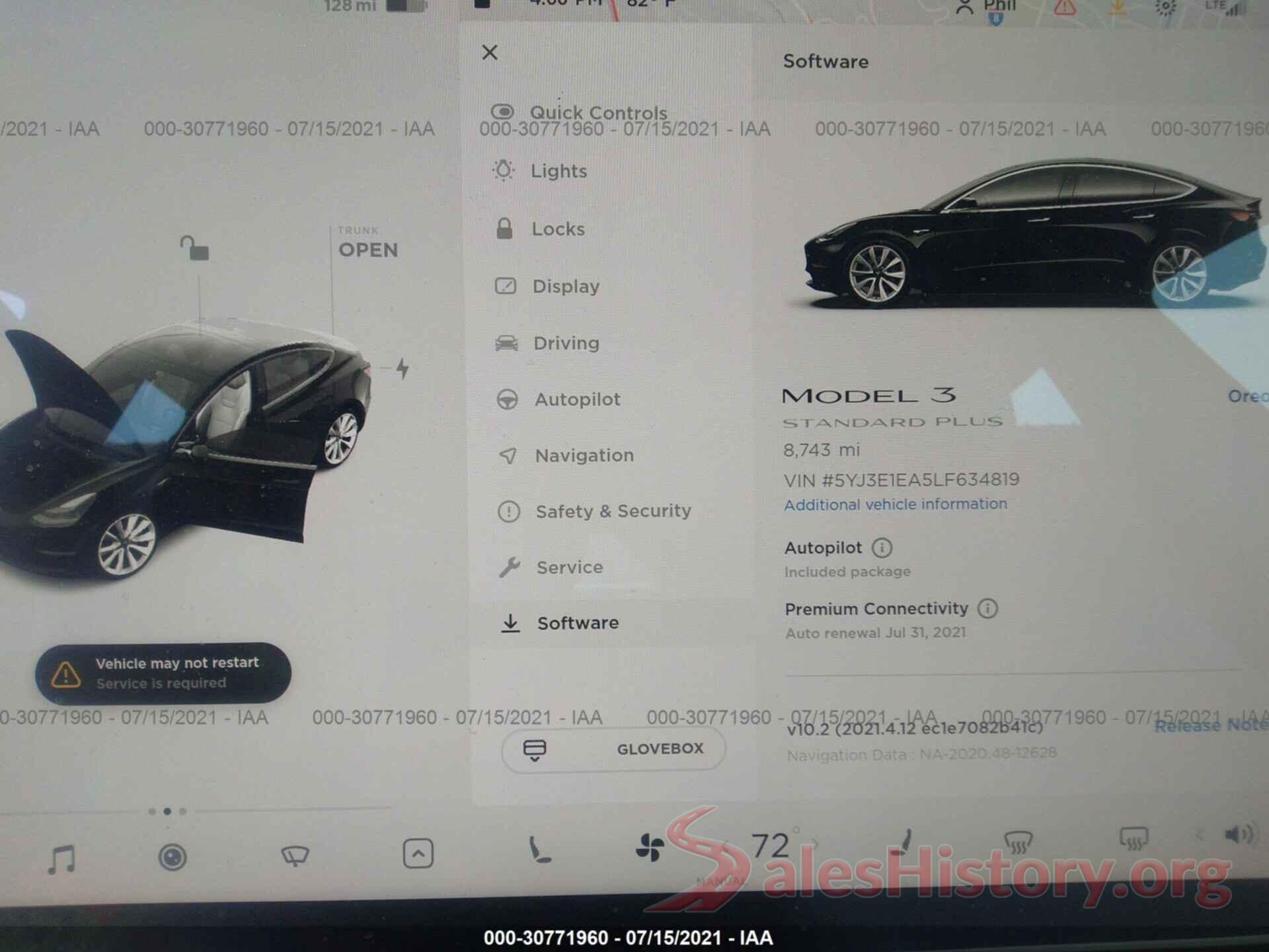 5YJ3E1EA5LF634819 2020 TESLA MODEL 3