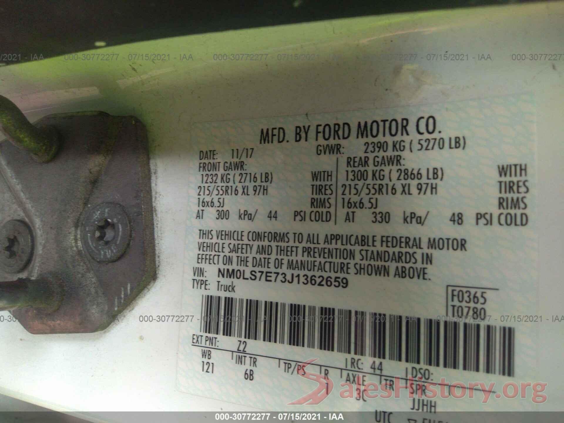 NM0LS7E73J1362659 2018 FORD TRANSIT CONNECT VAN