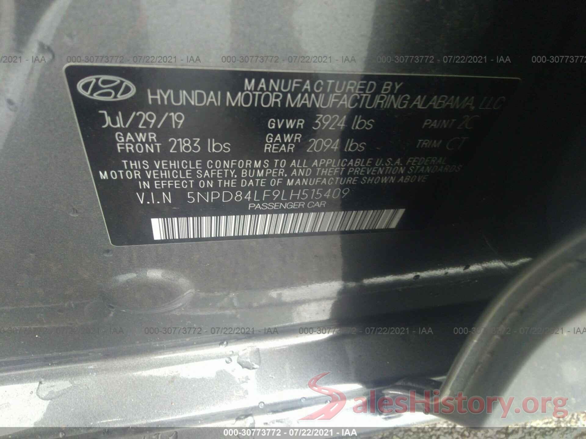 5NPD84LF9LH515409 2020 HYUNDAI ELANTRA