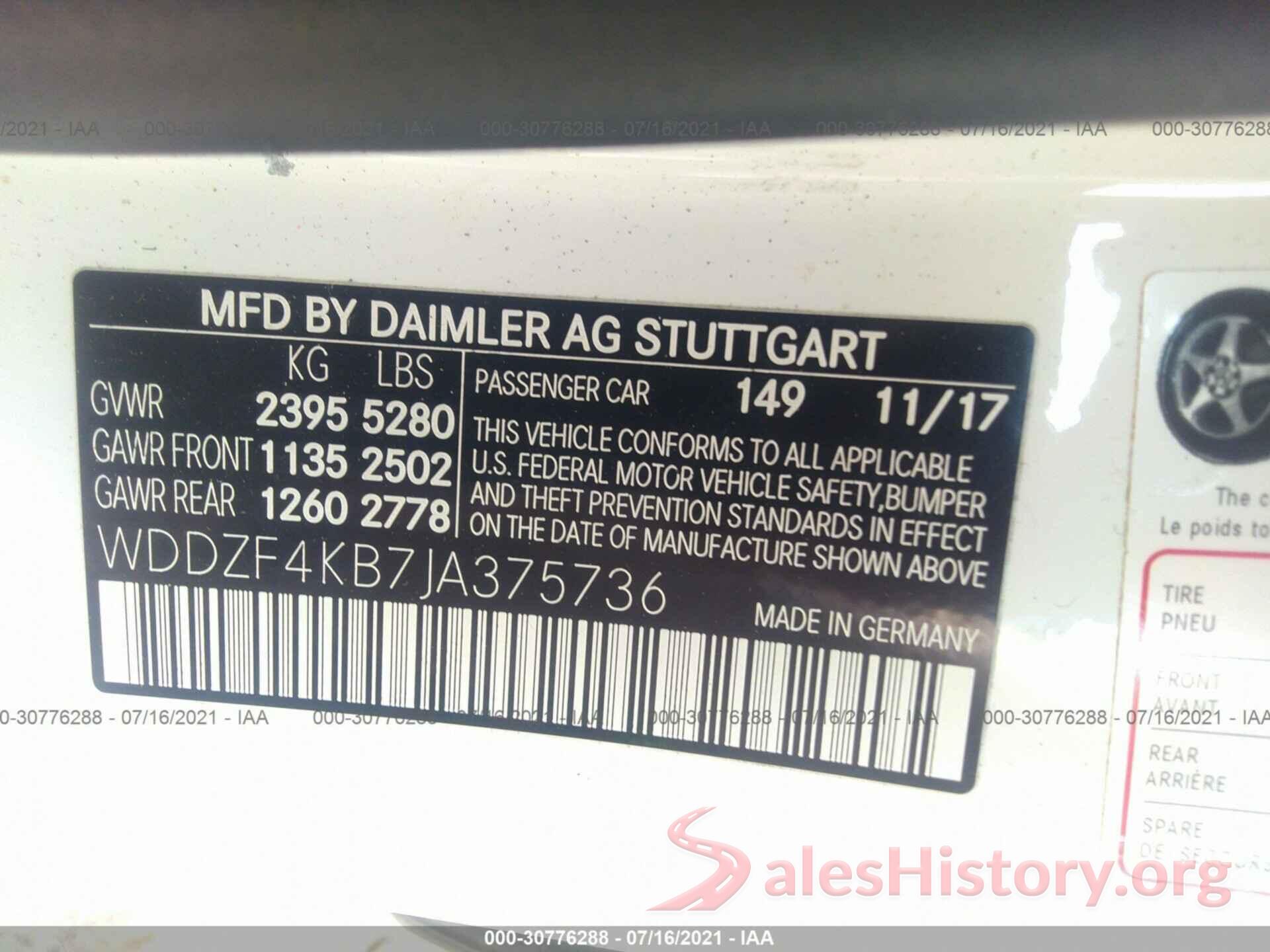 WDDZF4KB7JA375736 2018 MERCEDES-BENZ E-CLASS