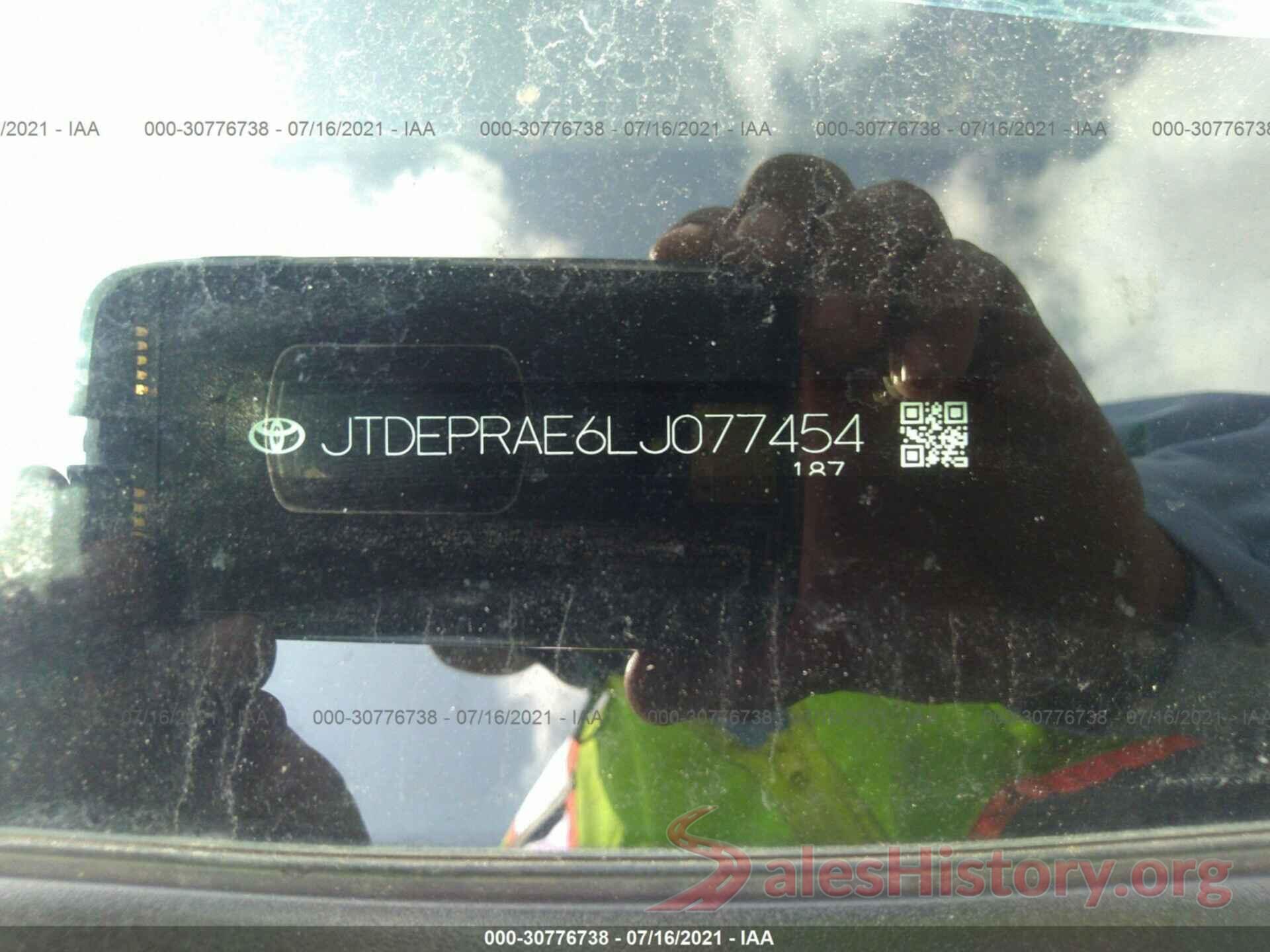 JTDEPRAE6LJ077454 2020 TOYOTA COROLLA