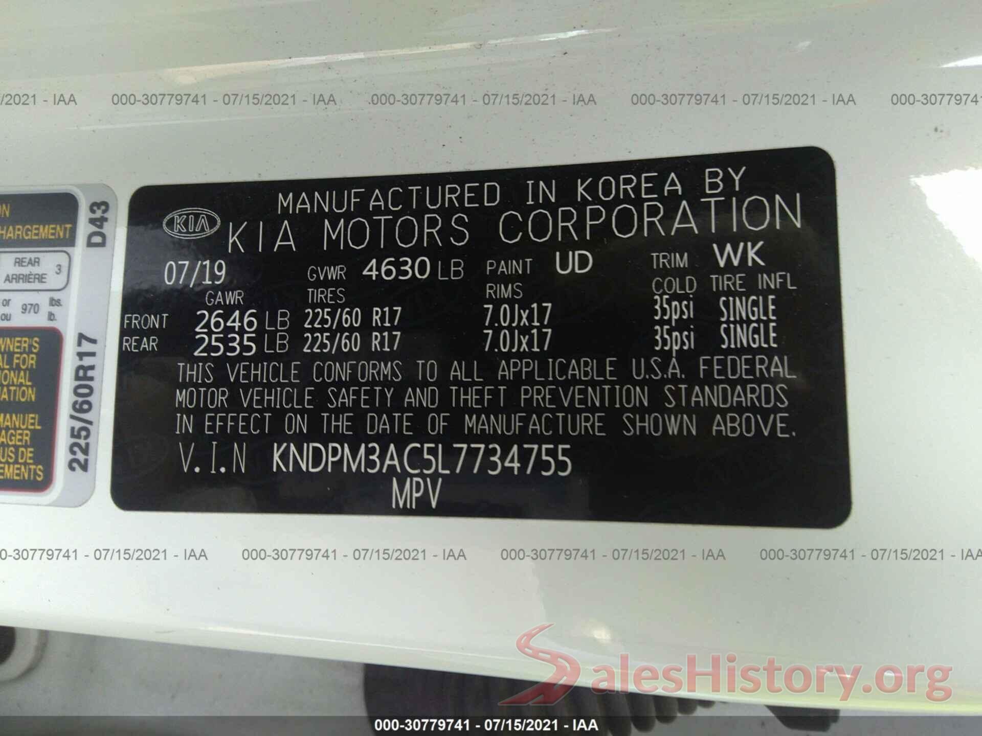 KNDPM3AC5L7734755 2020 KIA SPORTAGE