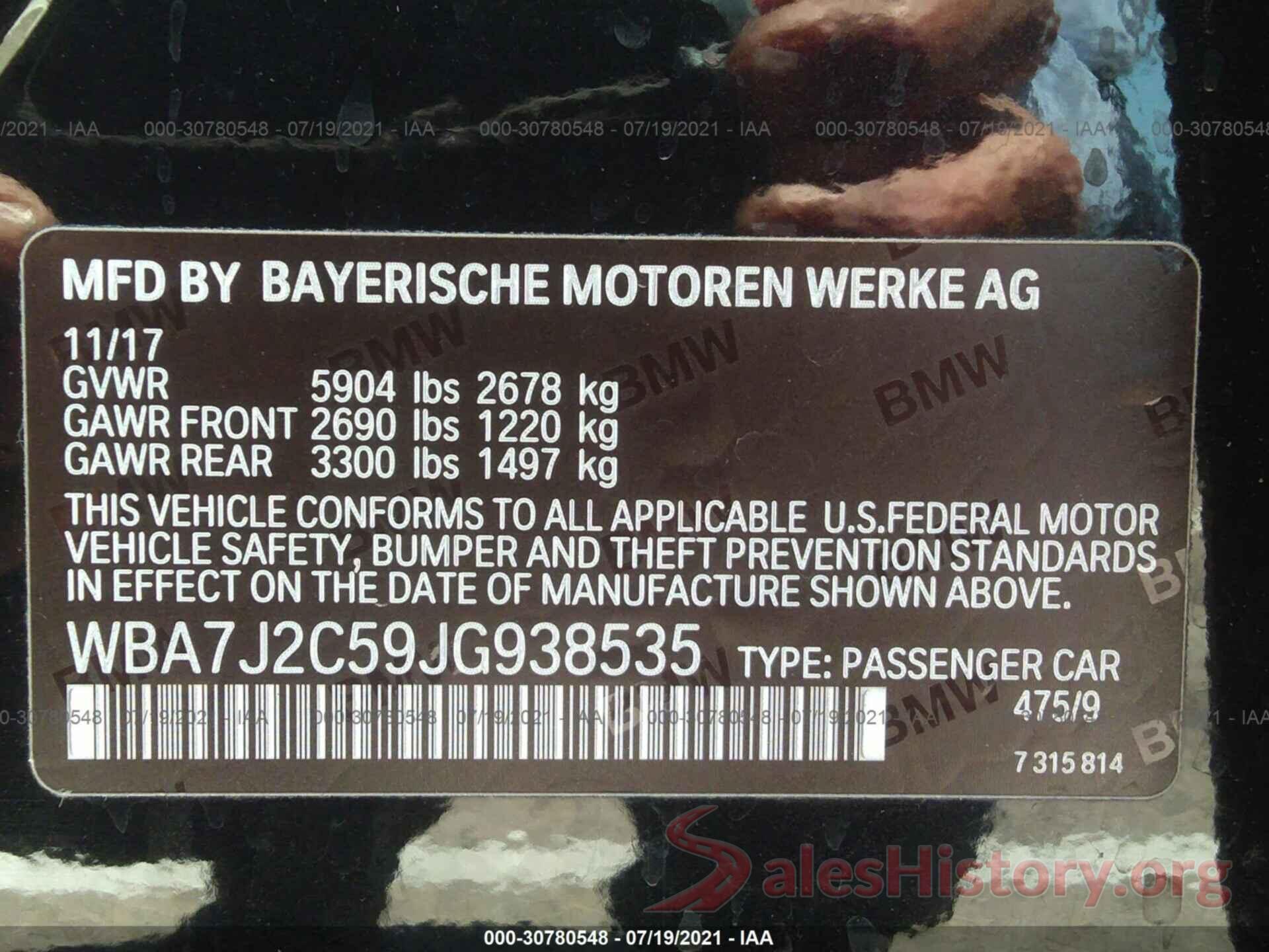 WBA7J2C59JG938535 2018 BMW 7 SERIES