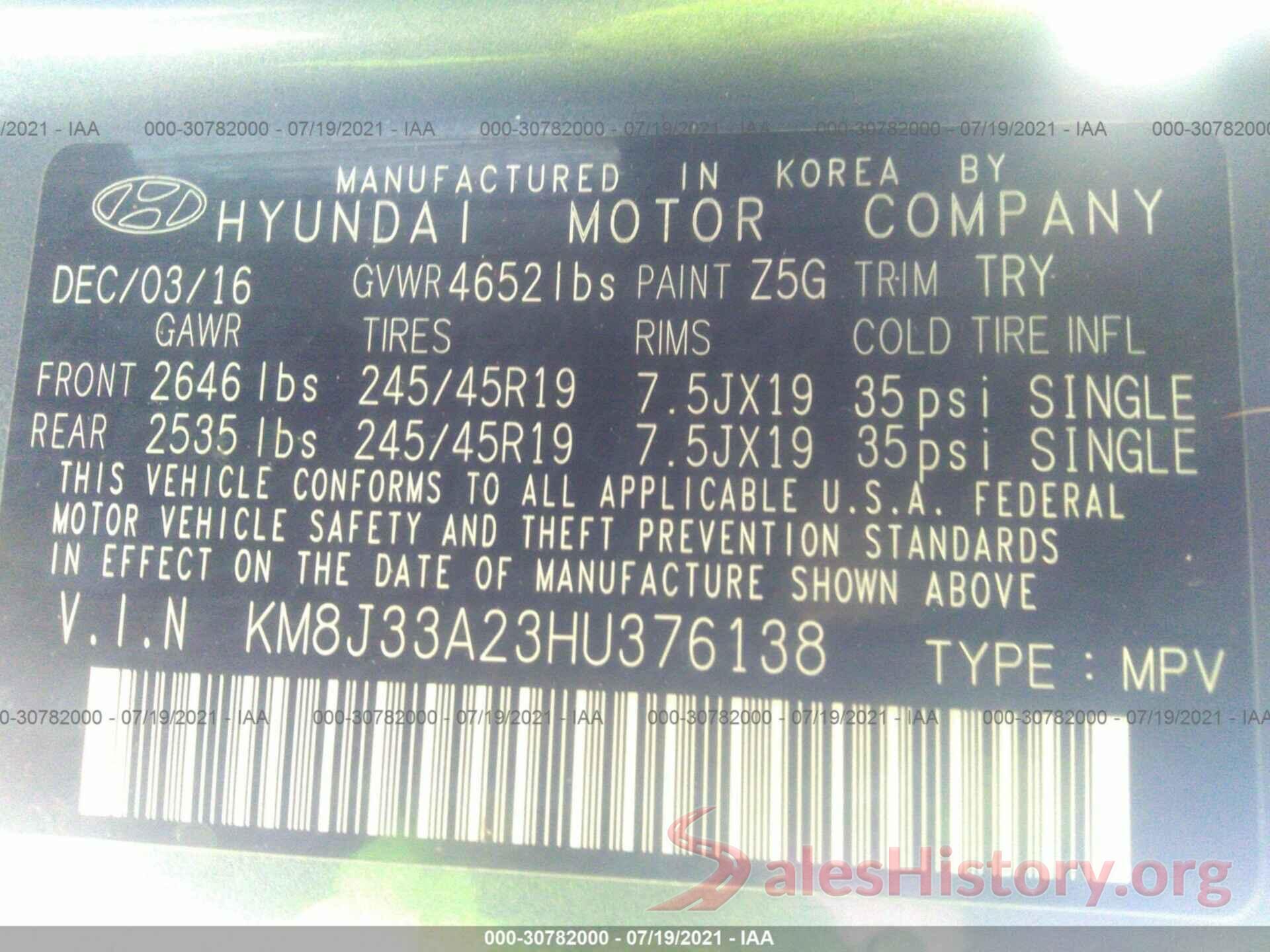 KM8J33A23HU376138 2017 HYUNDAI TUCSON