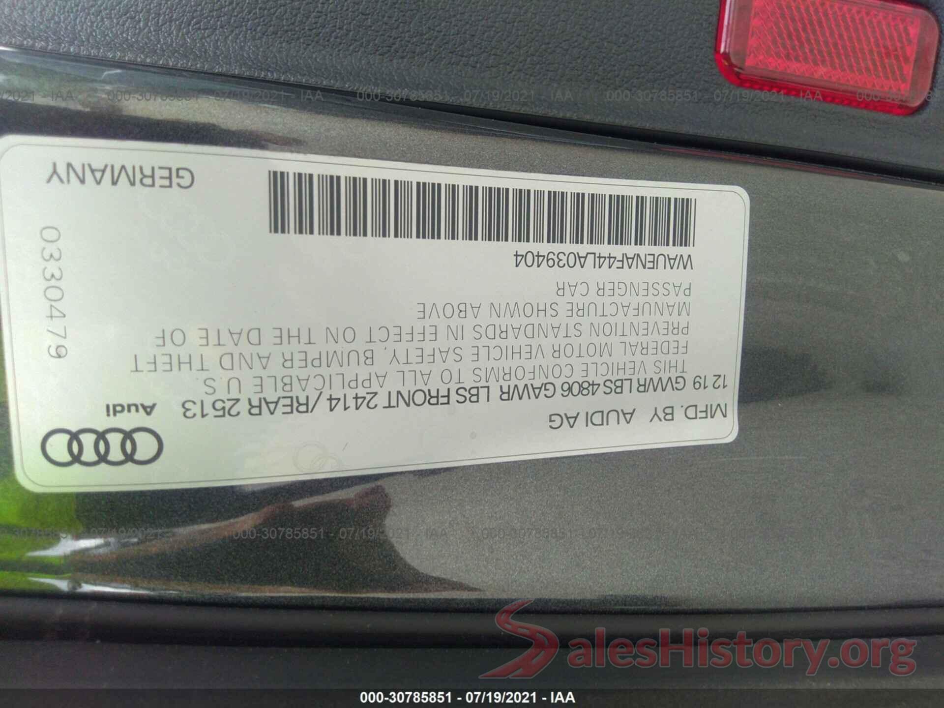 WAUENAF44LA039404 2020 AUDI A4