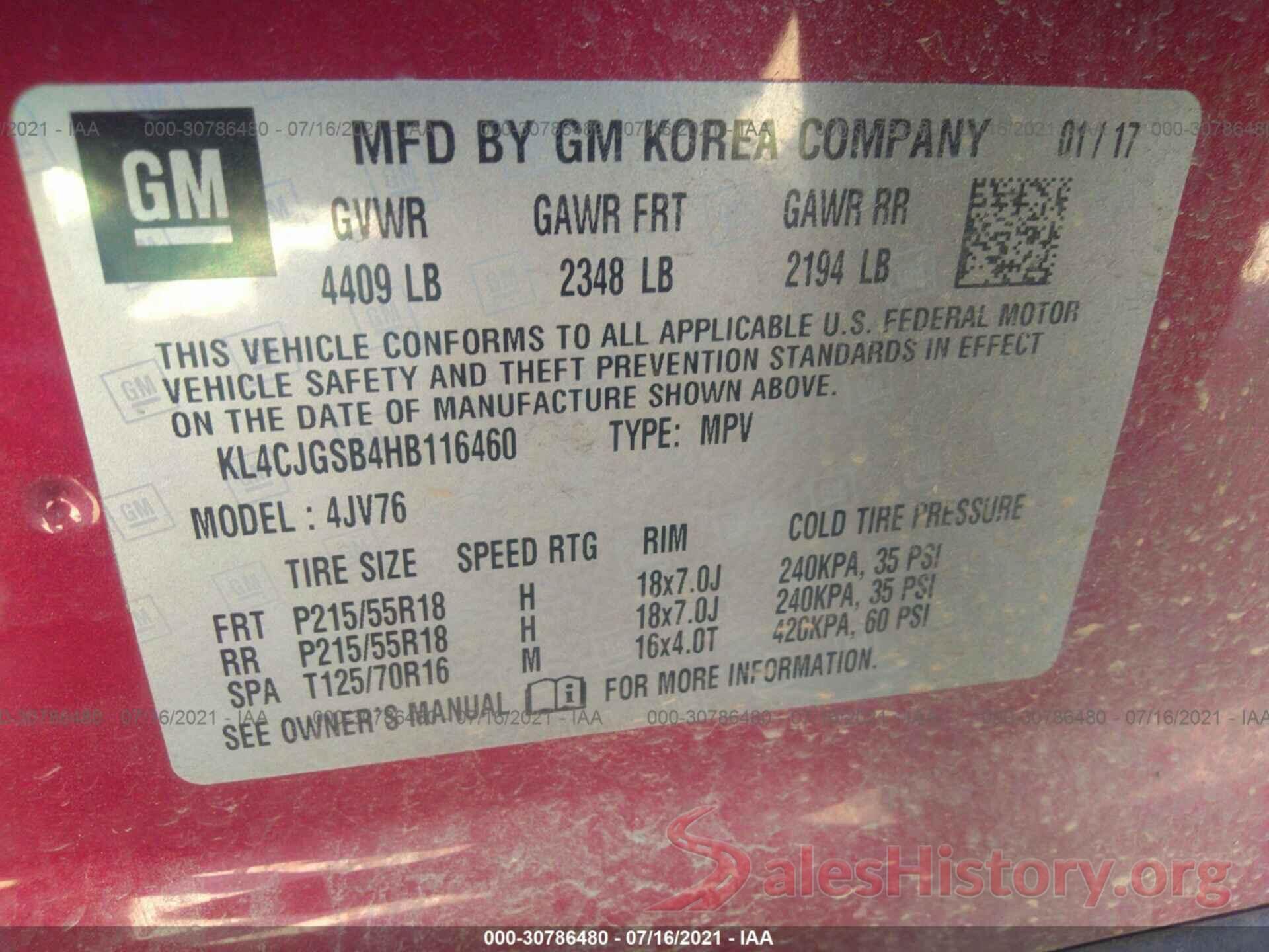 KL4CJGSB4HB116460 2017 BUICK ENCORE