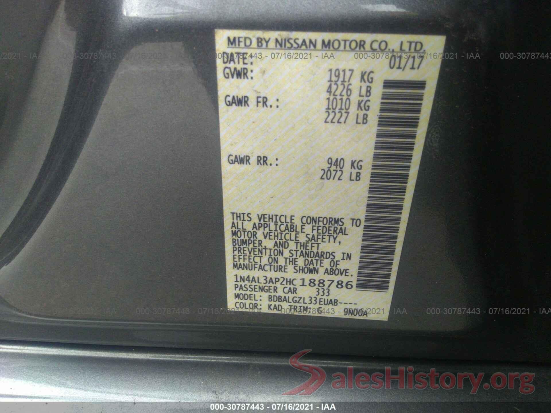 1N4AL3AP2HC188786 2017 NISSAN ALTIMA