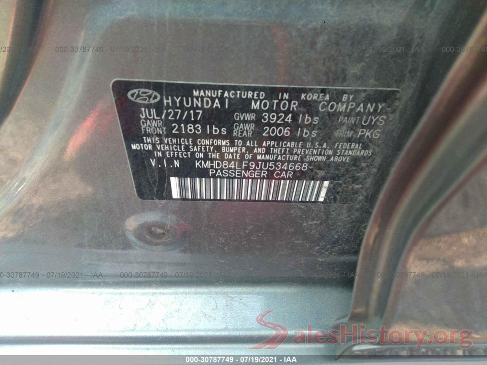 KMHD84LF9JU534668 2018 HYUNDAI ELANTRA