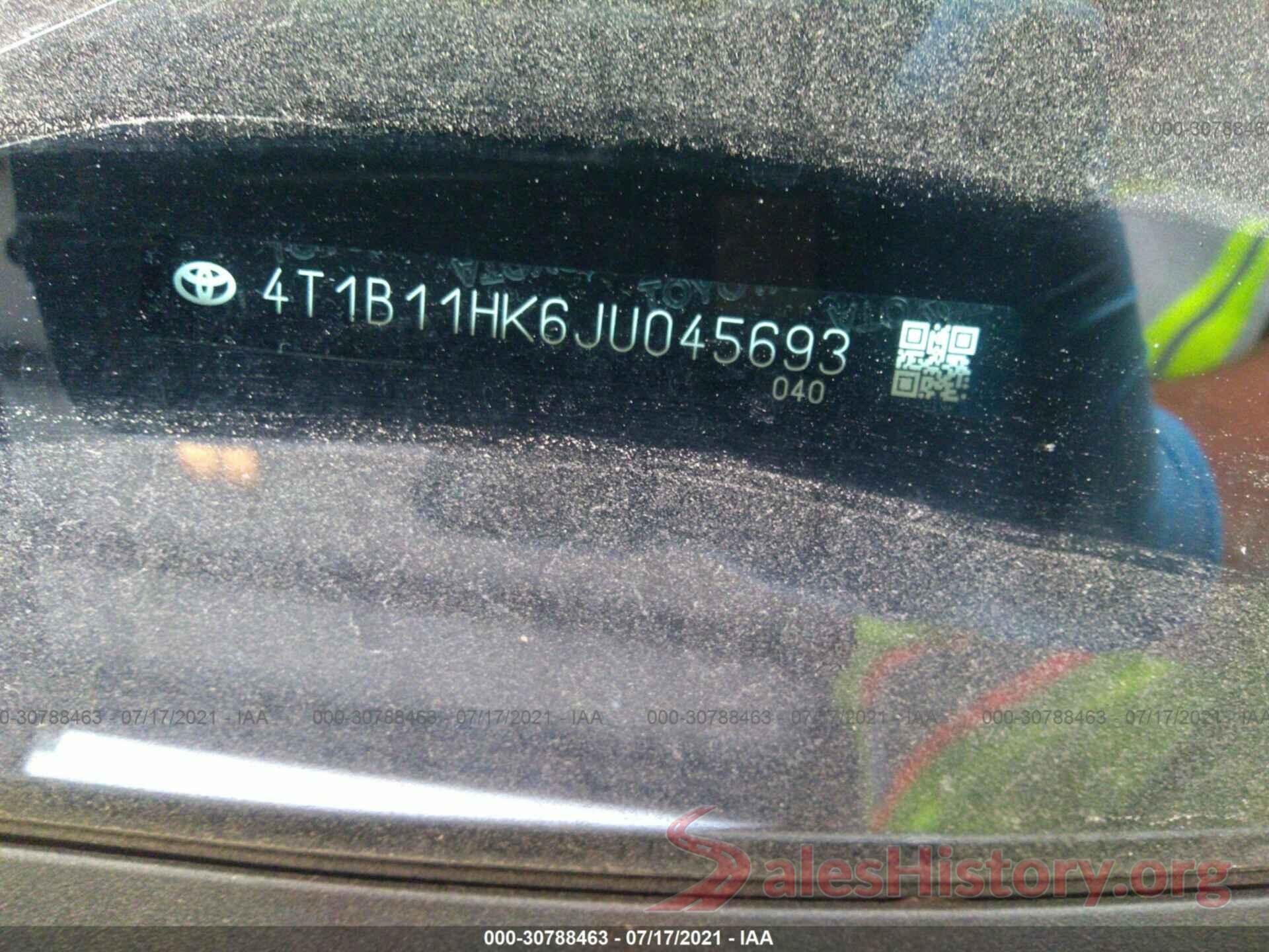 4T1B11HK6JU045693 2018 TOYOTA CAMRY