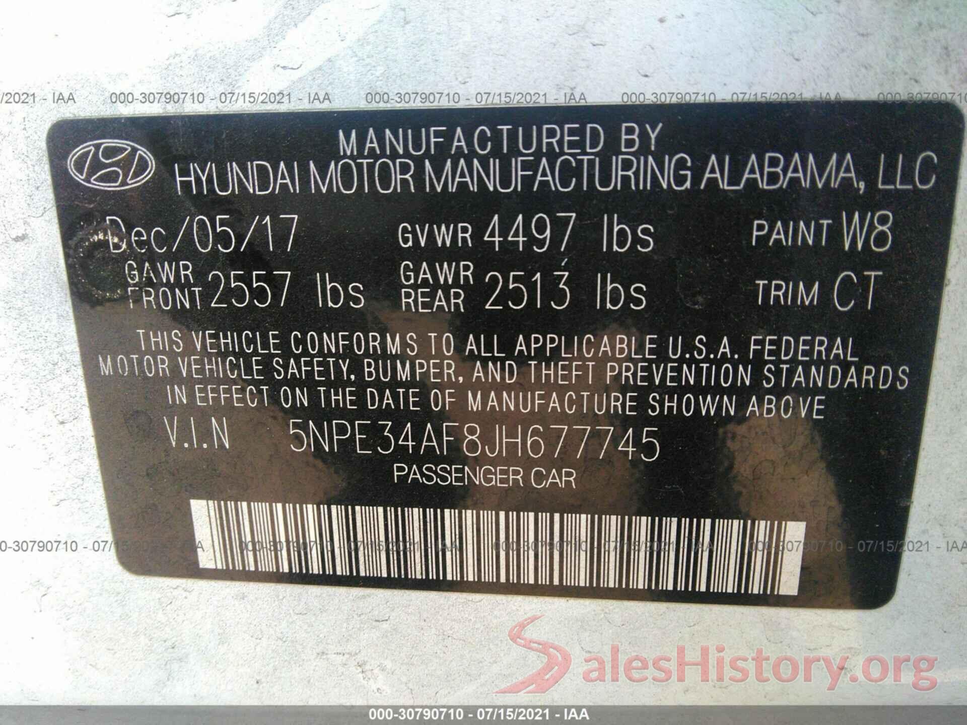 5NPE34AF8JH677745 2018 HYUNDAI SONATA