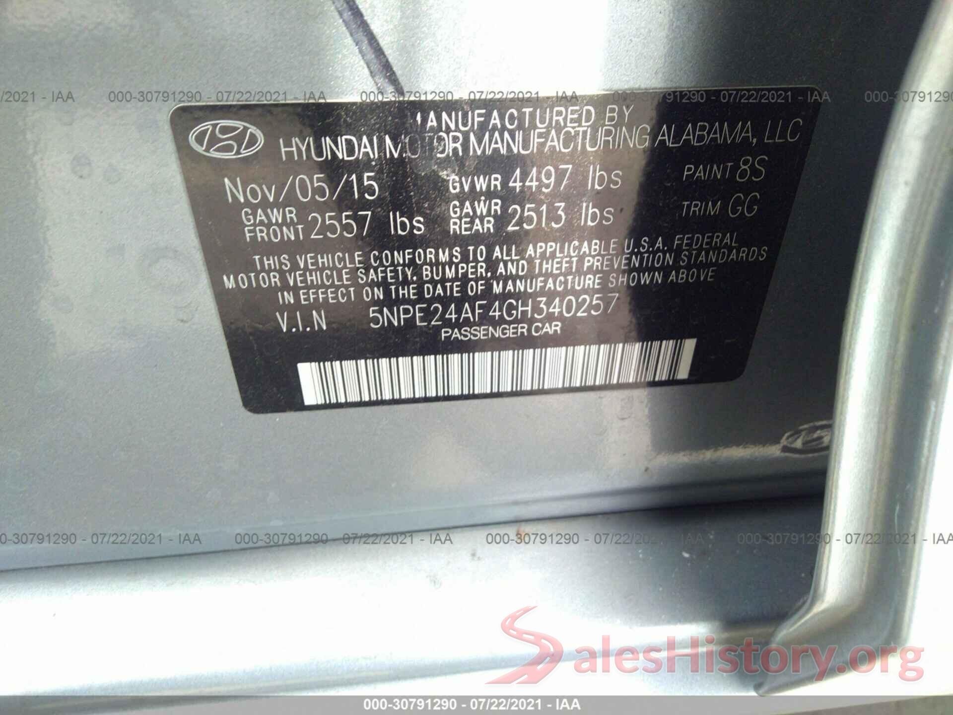 5NPE24AF4GH340257 2016 HYUNDAI SONATA