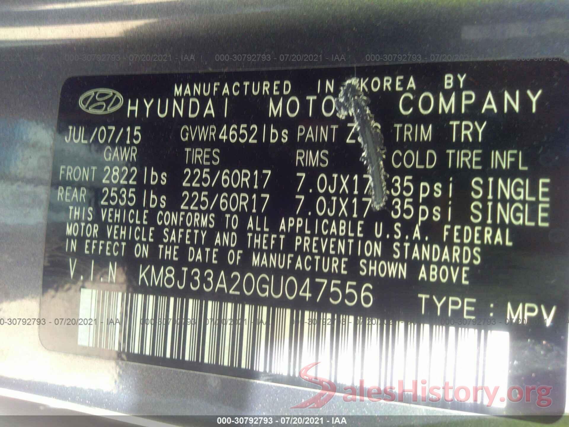 KM8J33A20GU047556 2016 HYUNDAI TUCSON