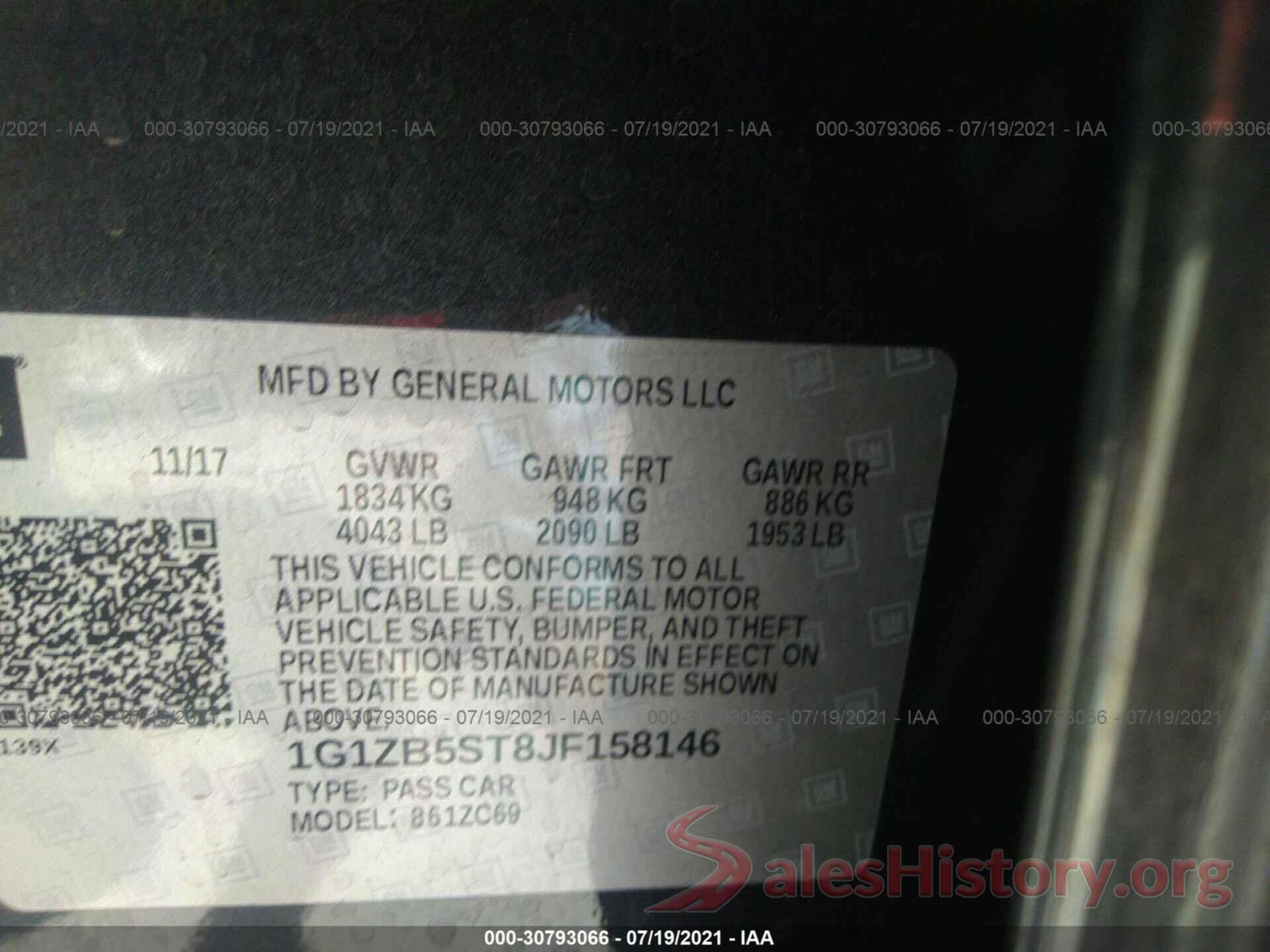 1G1ZB5ST8JF158146 2018 CHEVROLET MALIBU