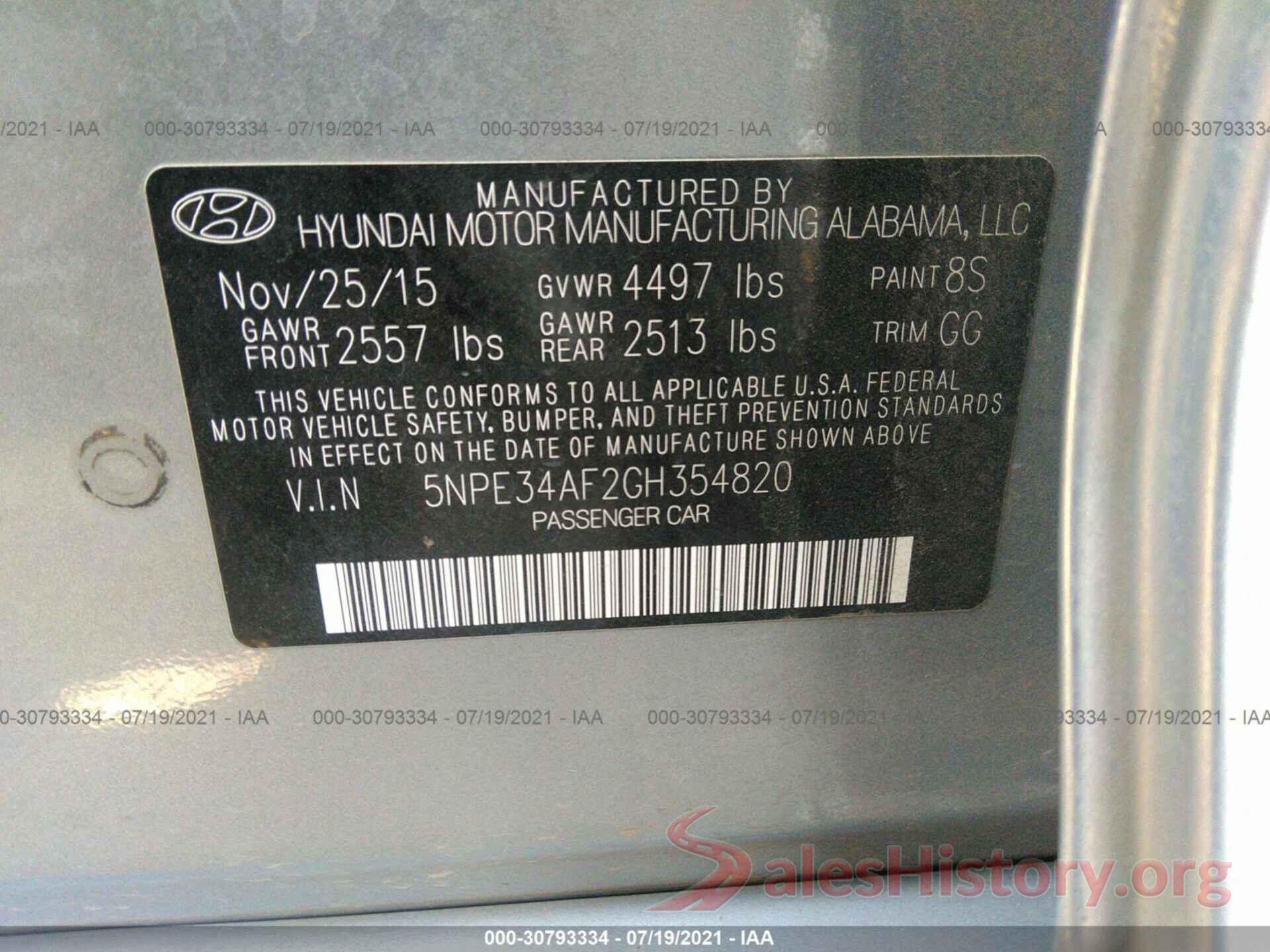 5NPE34AF2GH354820 2016 HYUNDAI SONATA