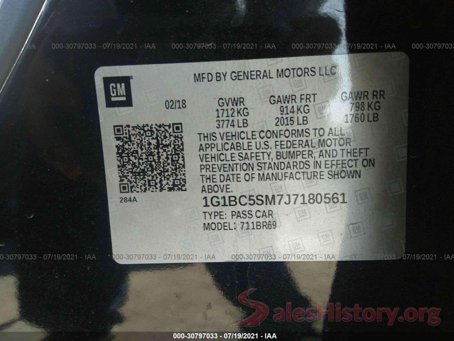 1G1BC5SM7J7180561 2018 CHEVROLET CRUZE