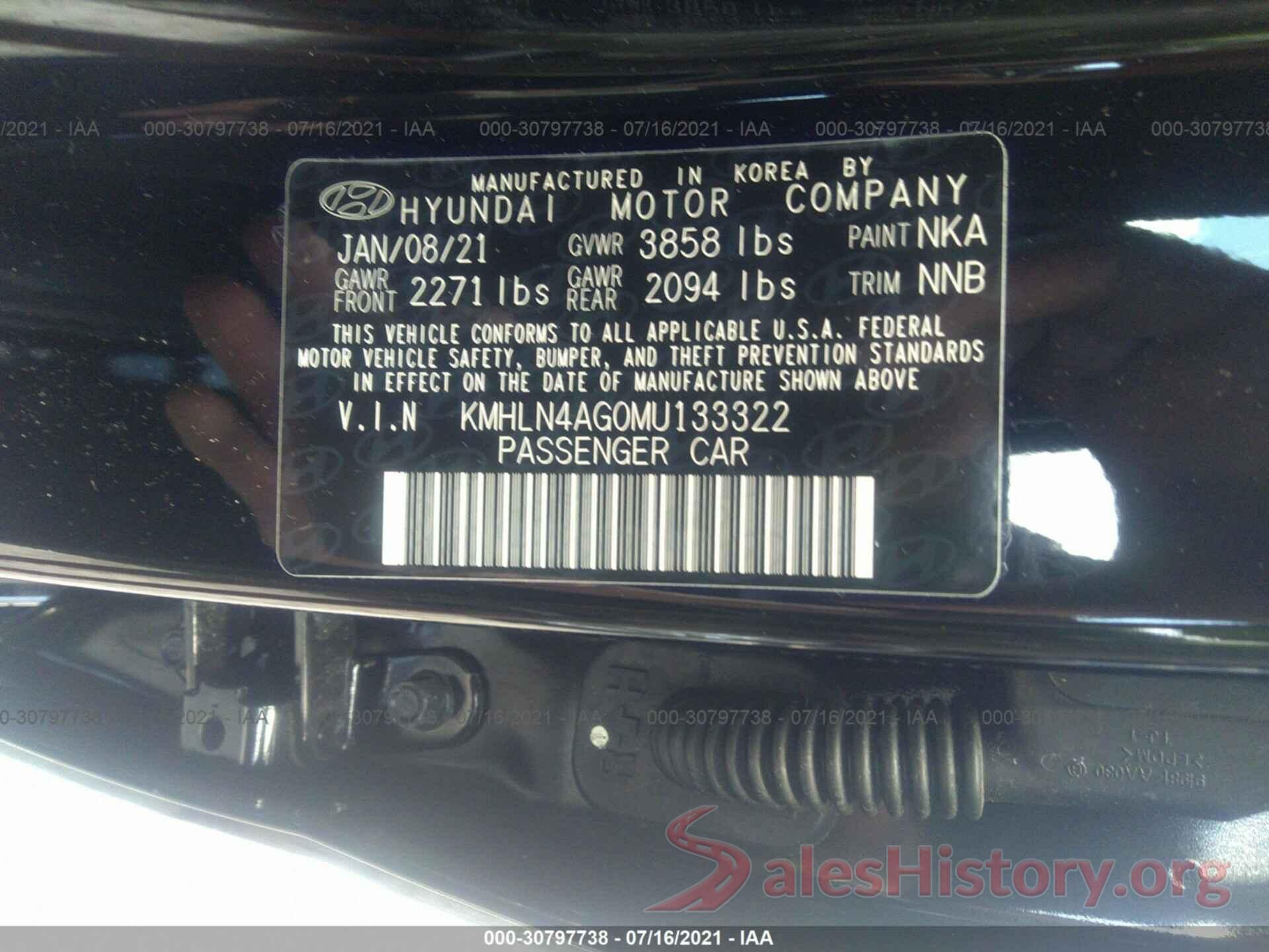 KMHLN4AG0MU133322 2021 HYUNDAI ELANTRA