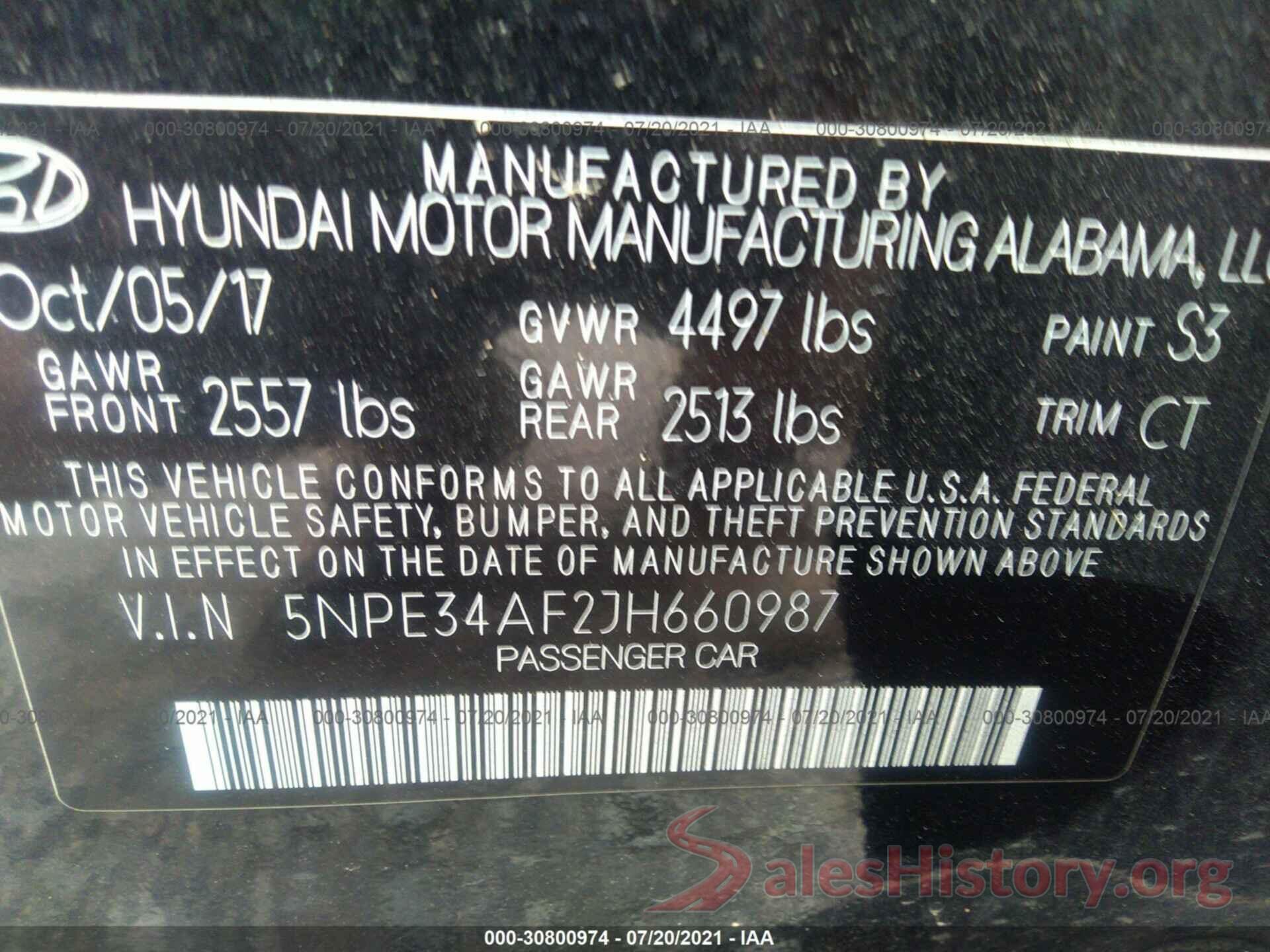 5NPE34AF2JH660987 2018 HYUNDAI SONATA