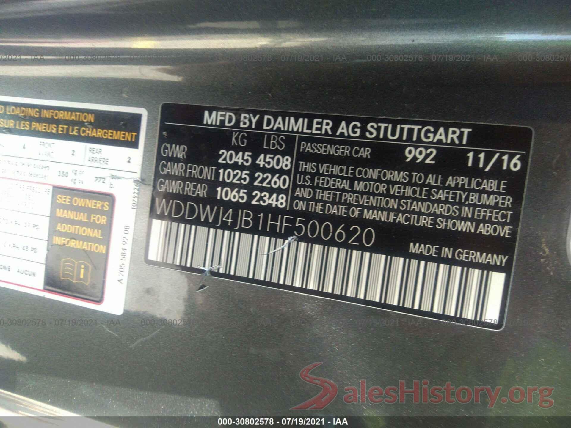 WDDWJ4JB1HF500620 2017 MERCEDES-BENZ C-CLASS