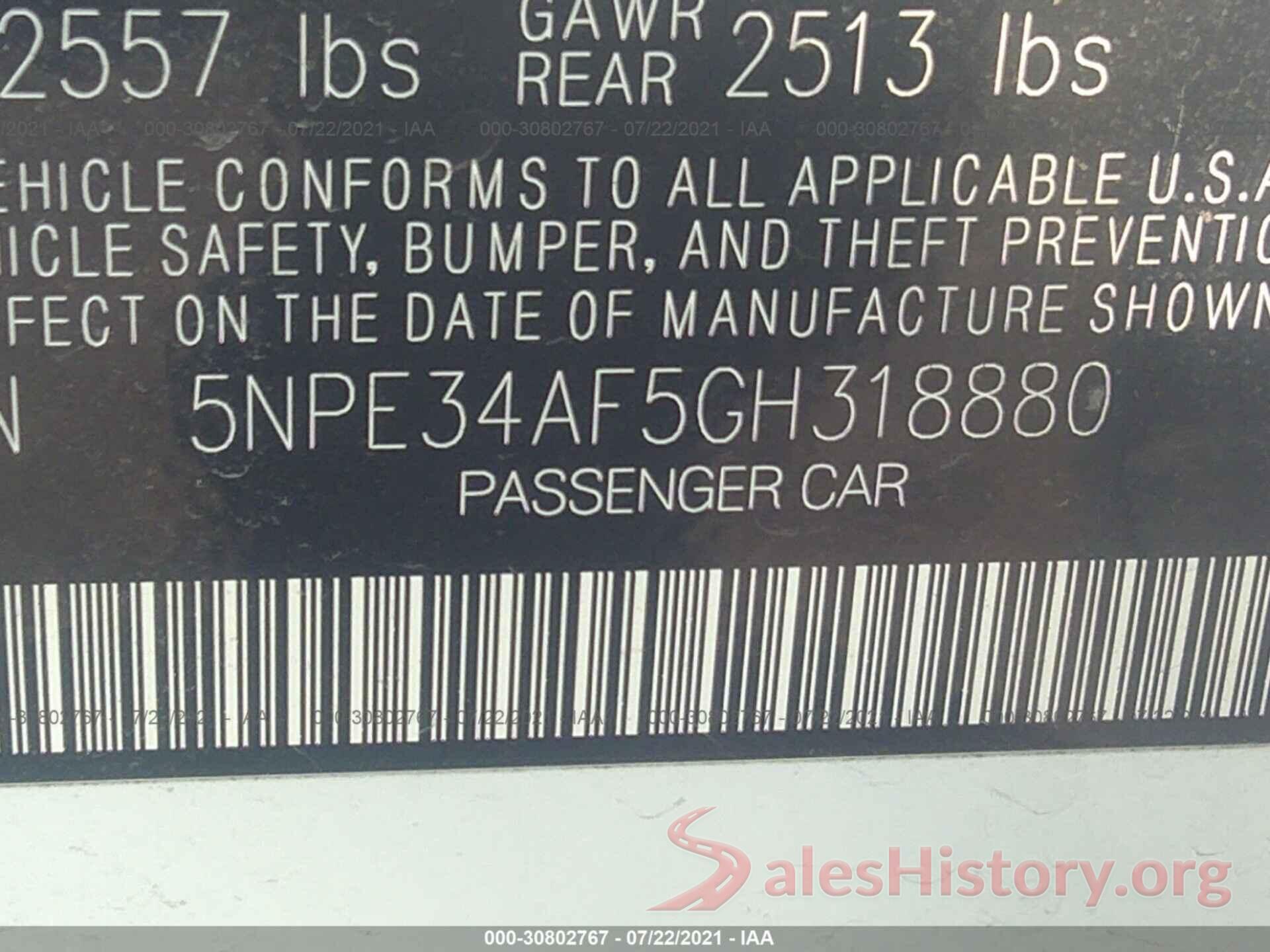 5NPE34AF5GH318880 2016 HYUNDAI SONATA