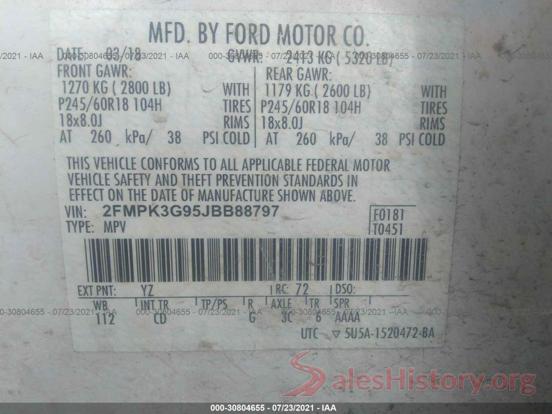 2FMPK3G95JBB88797 2018 FORD EDGE